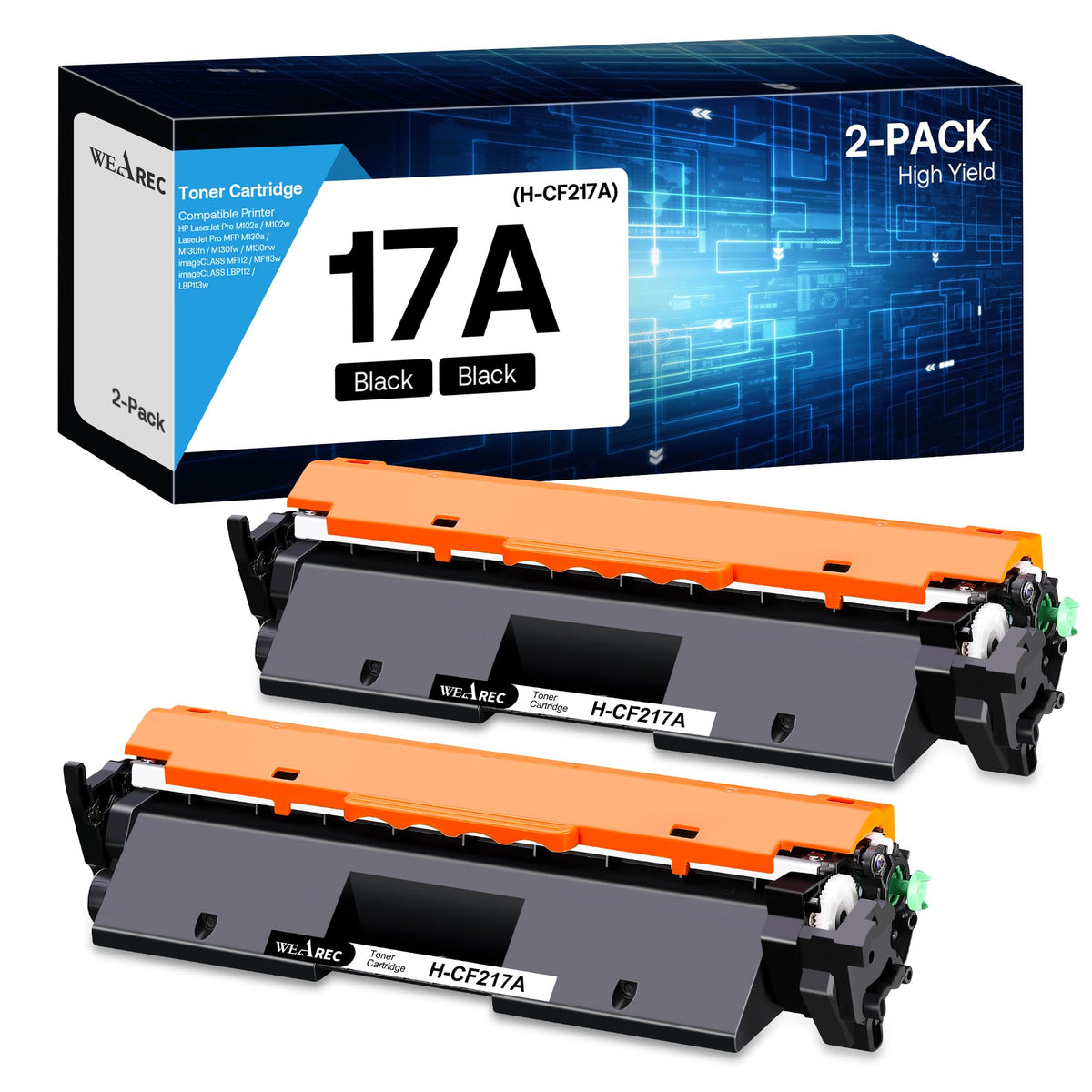 WEAREC Compatible Toner Cartridge Replacement for HP 17A CF217A with LaserJet Pro MFP M130a M130fn M130fw M130nw LaserJet Pro M102a M102w(Black, 2-Pack)