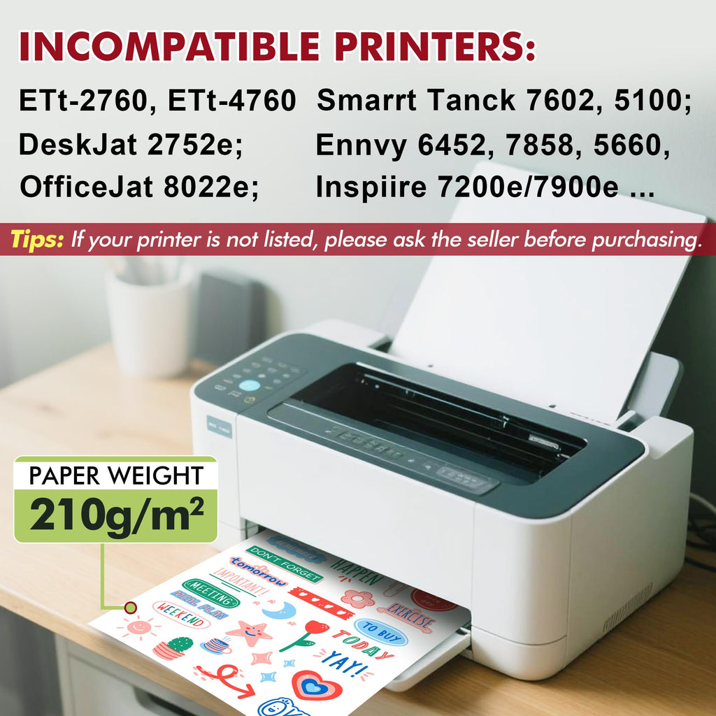 A-SUB Clear Sticker Paper for Inkjet Printers, Waterproof Glossy