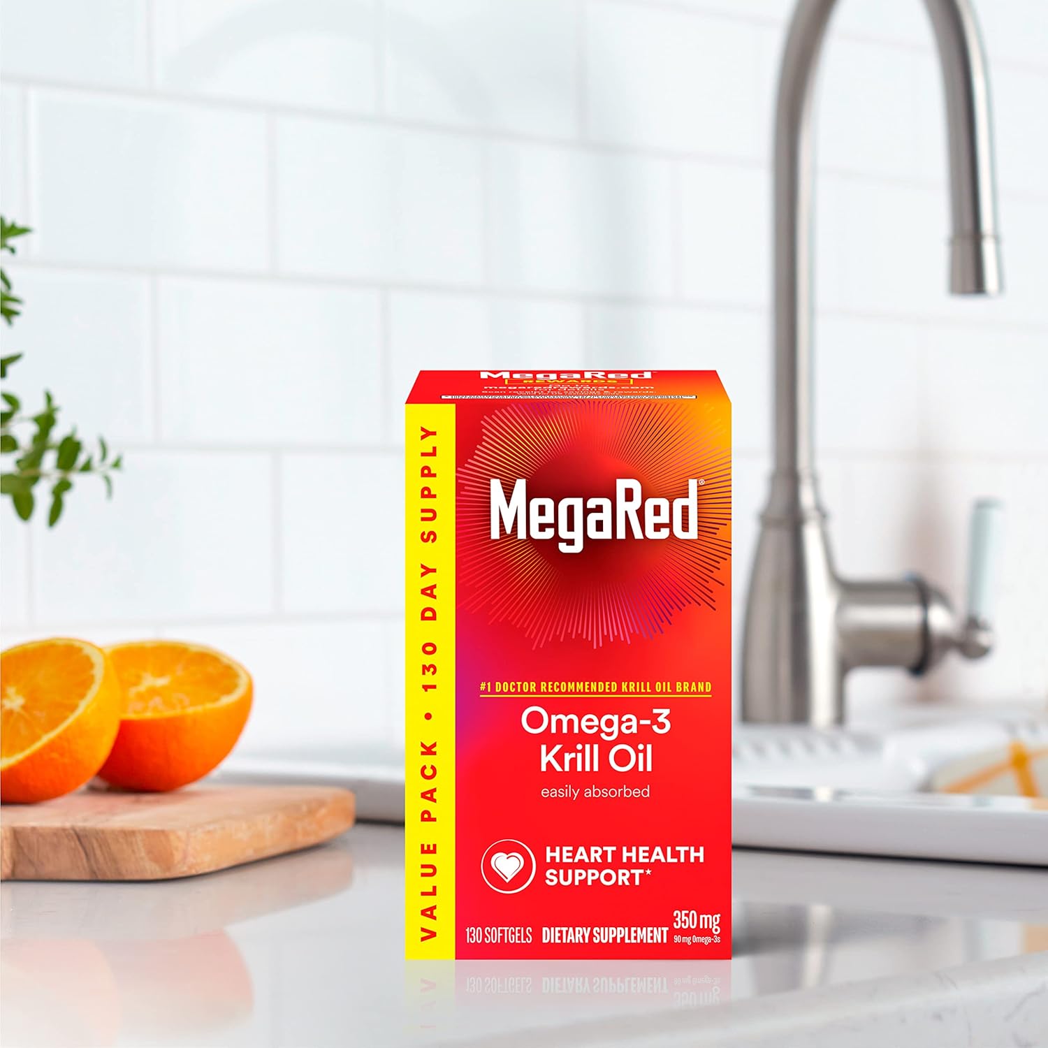 Buy now MegaRed - Omega-3 Krill Oil 350mg Softgels (130 Count in A Bottle), EPA & DHA Omega-3 Fatty Acids with No Fishy Aftertaste Unlike Fish Oil, Contains Antioxidant Astaxanthin at indiglob india