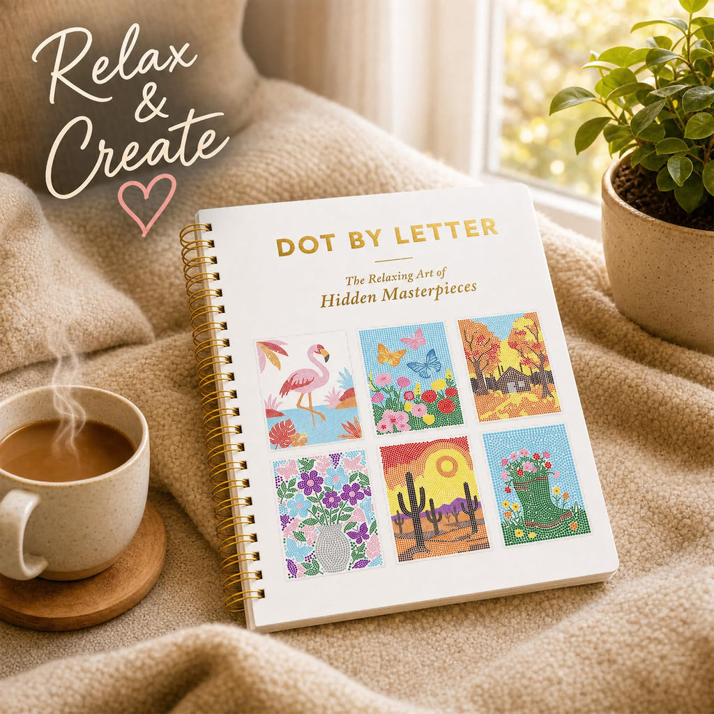 Dot by Letter Adults Coloring Book, Dot Art for Adults, 40 Unique Animal, Floral & Landscape Patterns Crafts Kits(Not Including Marker)