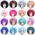 Buy now Satin Bonnet Silk for Hair Sleeping: Women Tie Bonnets Adjustable Night Cap Jumbo Size Comfortable Wide Band for Braids Curly Long Hair (Black) at indiglob india