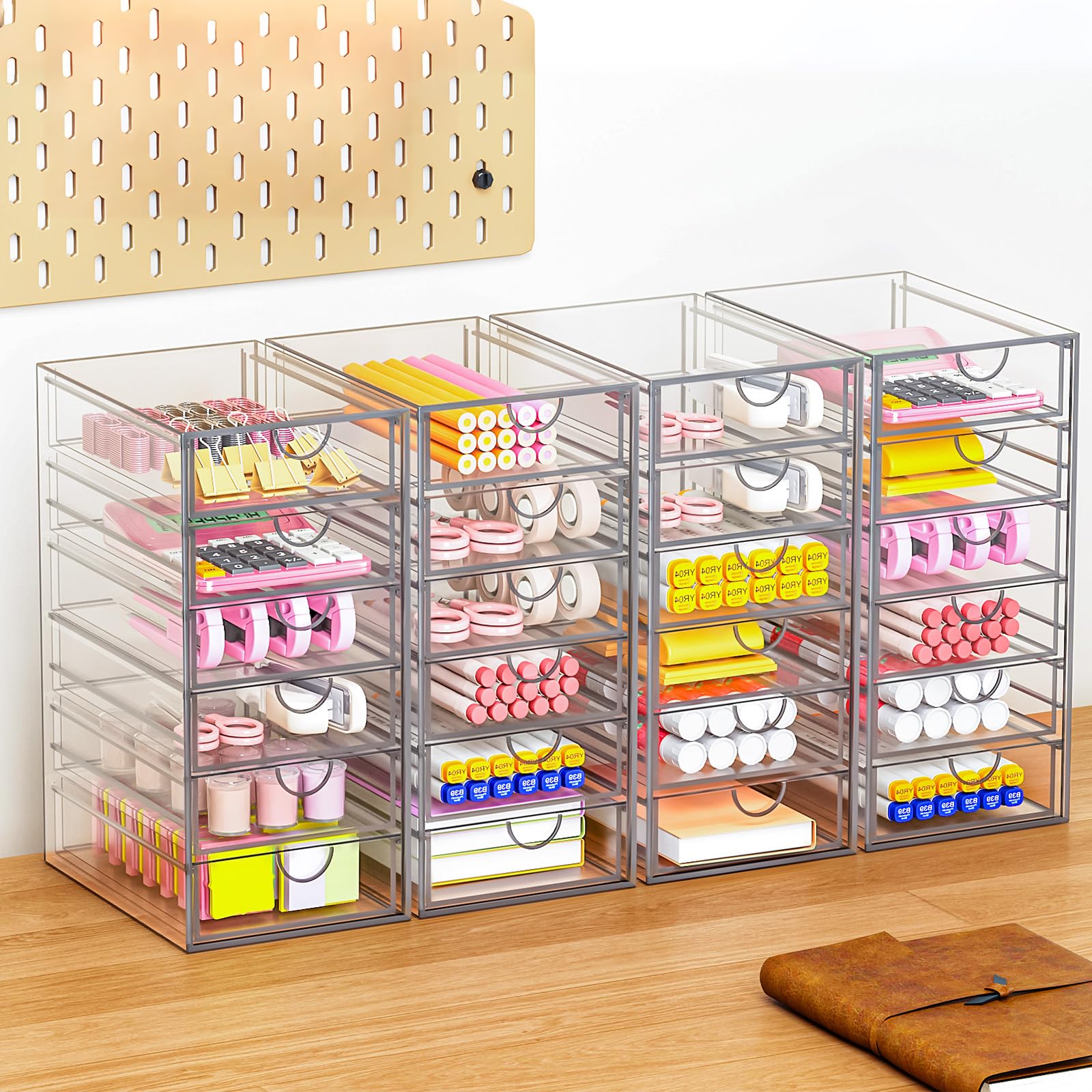 Acrylic Makeup Organizer with 19 Drawers,Storage Drawer Organizer | Bathroom Organizers and Storage for Palettes, Cosmetic, and Beauty Supplies, Desk Organization