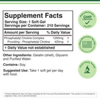 Phosphatidylcholine 1,200mg (420mg PC), Memory & Liver, 210 Softgels | Supports Memory & Cognition, Healthy Liver Support, Focus & Clarity, ~420mg per Softgel, Third-Party Tested