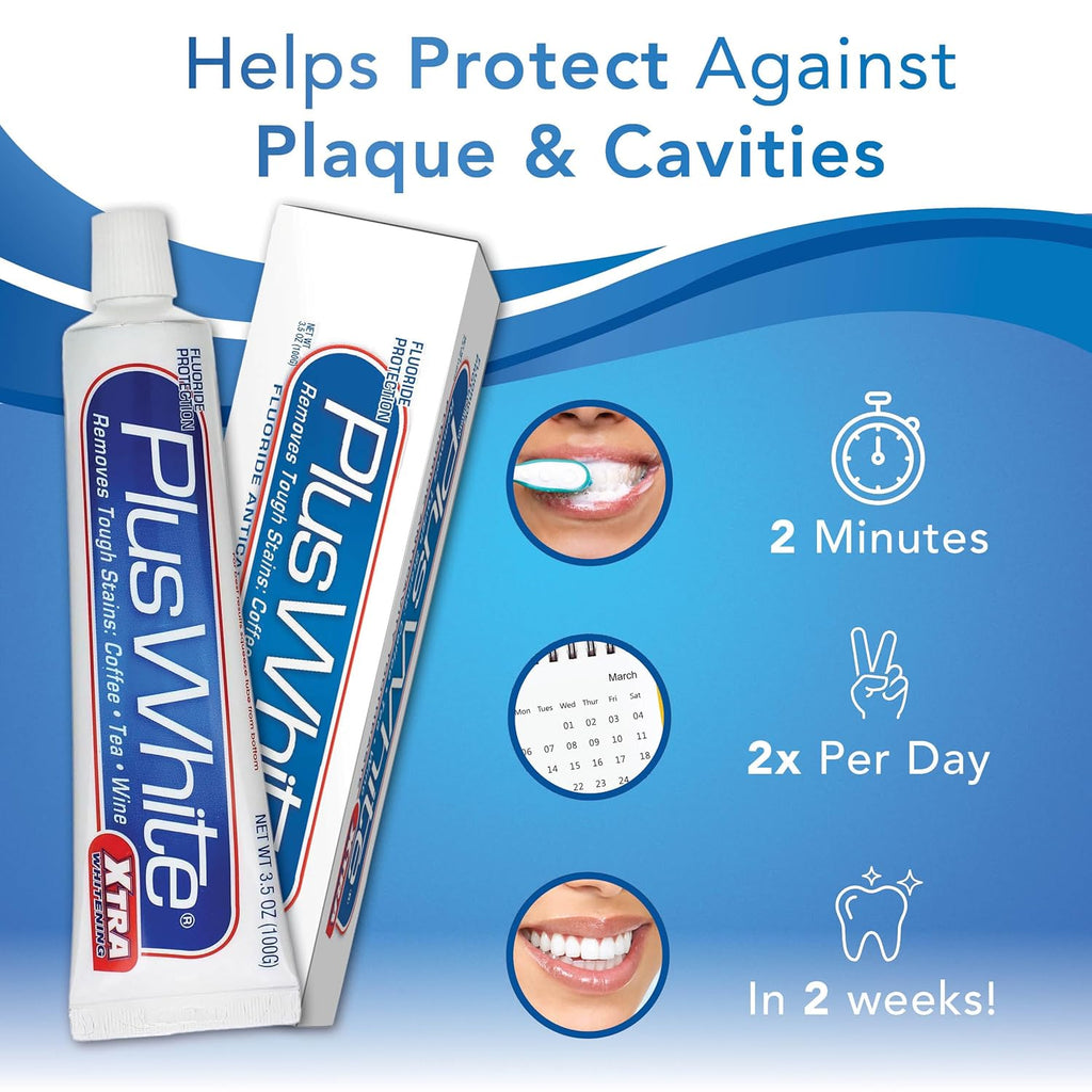 Buy now Plus White Xtra Whitening Toothpaste - Removes Tough Stains from Coffee, Smoking, Wine & More - Anti-Cavity, Plaque & Tartar Control (Mint Paste, 3.5 oz) at indiglob india