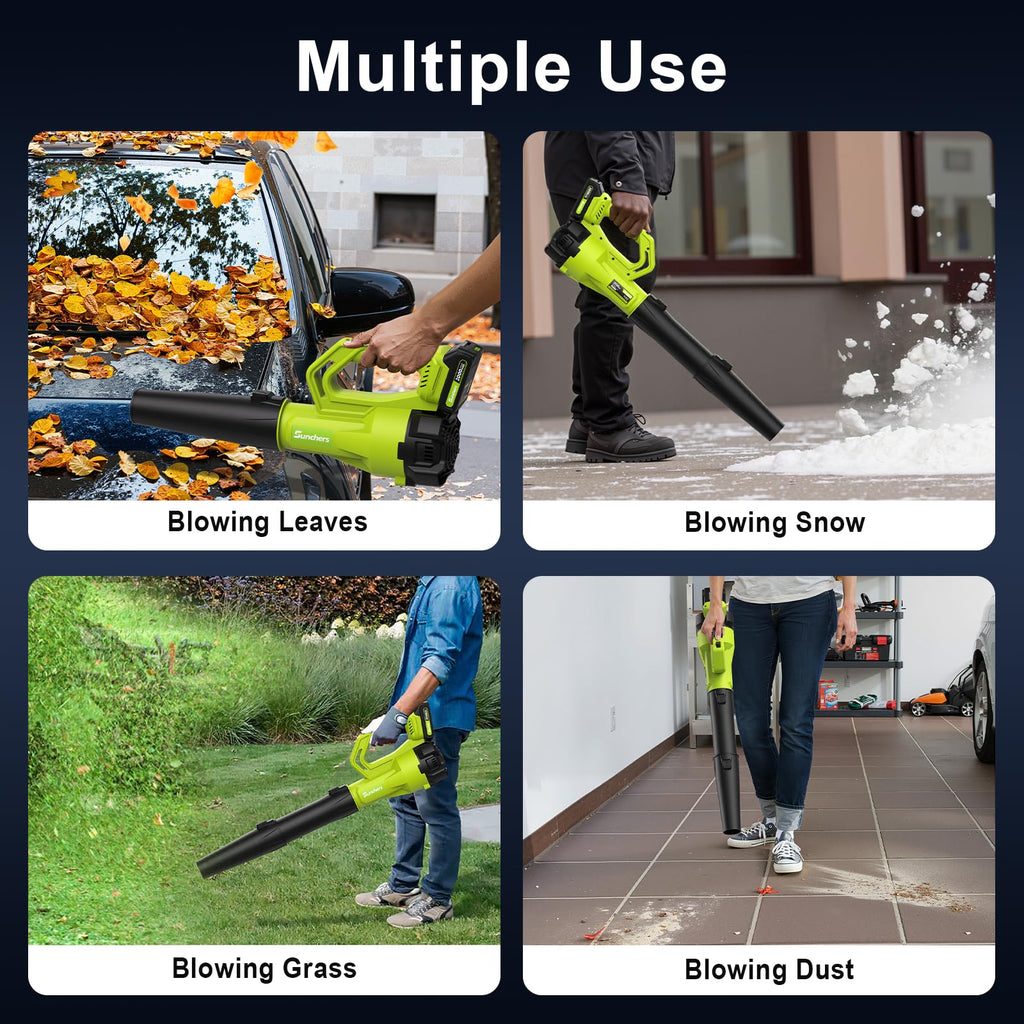 Leaf Blower Cordless with 2 Battery and Charger, Electric Powerful Blower