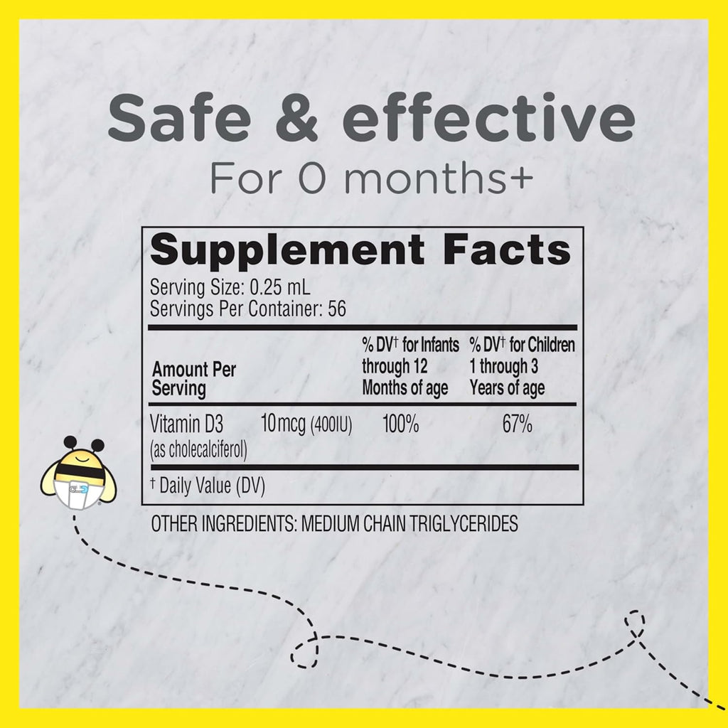 Buy now Zarbee's Vitamin D Drops for Infants, 400IU (10mcg) Baby & Toddler Liquid Supplement, Newborn & Up, Dropper Syringe Included, 0.47 Fl Oz at indiglob india