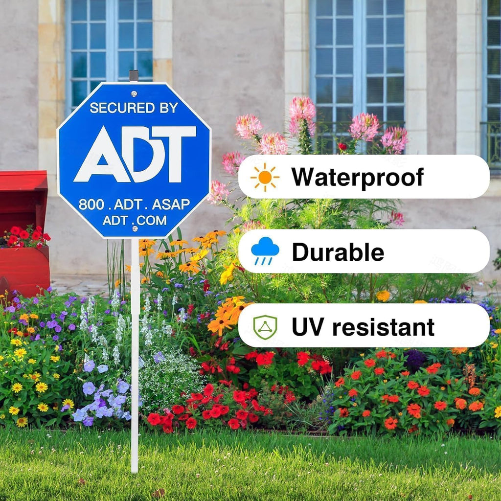 ADT Security Sign - Heavy Duty 28" 100% Aluminum Yard Sign with Stake for Weather-Resistant Protection