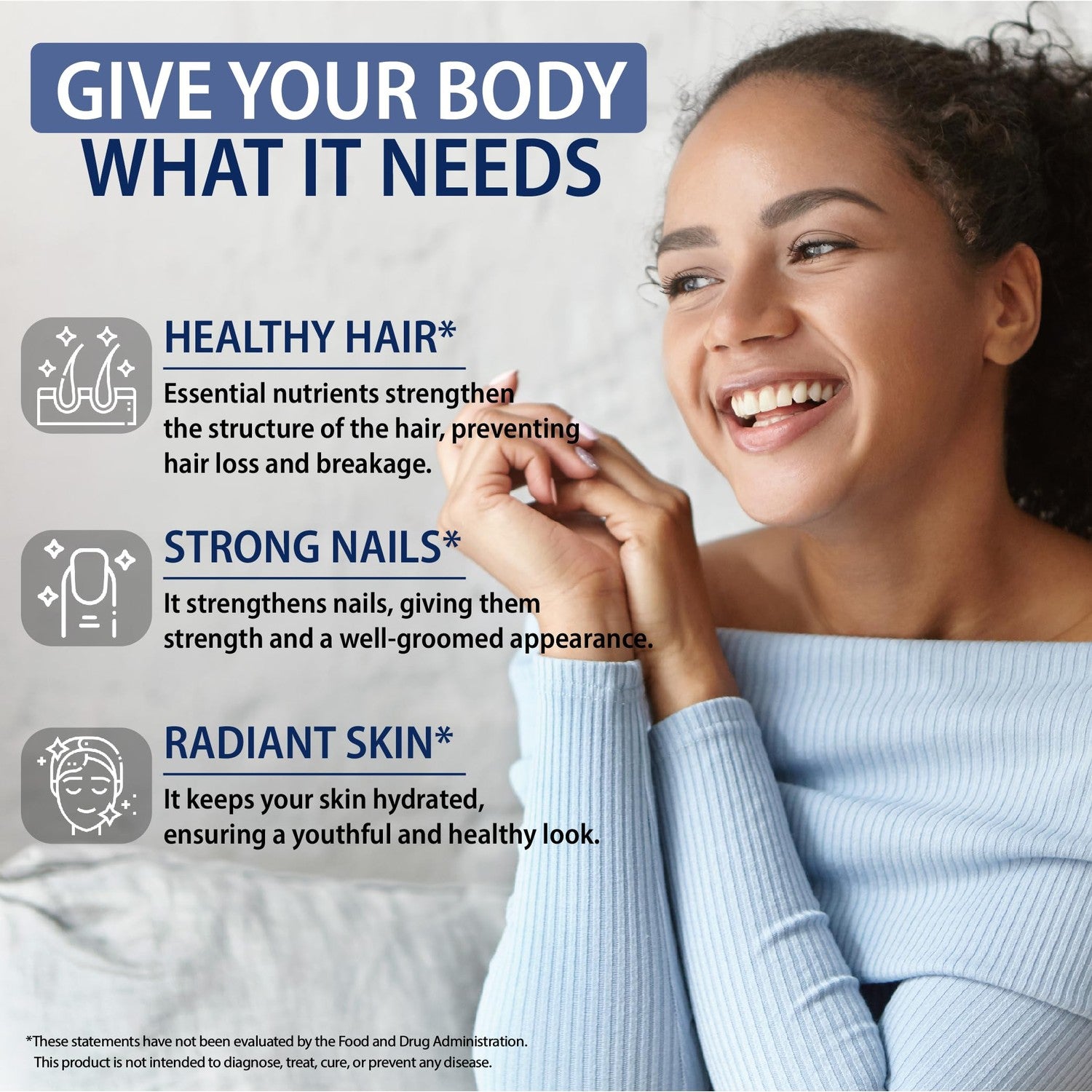 StrongVit Biotin with Hyaluronic Acid, Keratin and Collagen Supplements - 10000mcg for Hair Growth Women and Men - Hair Skin and Nails Vitamins - 60 Capsules