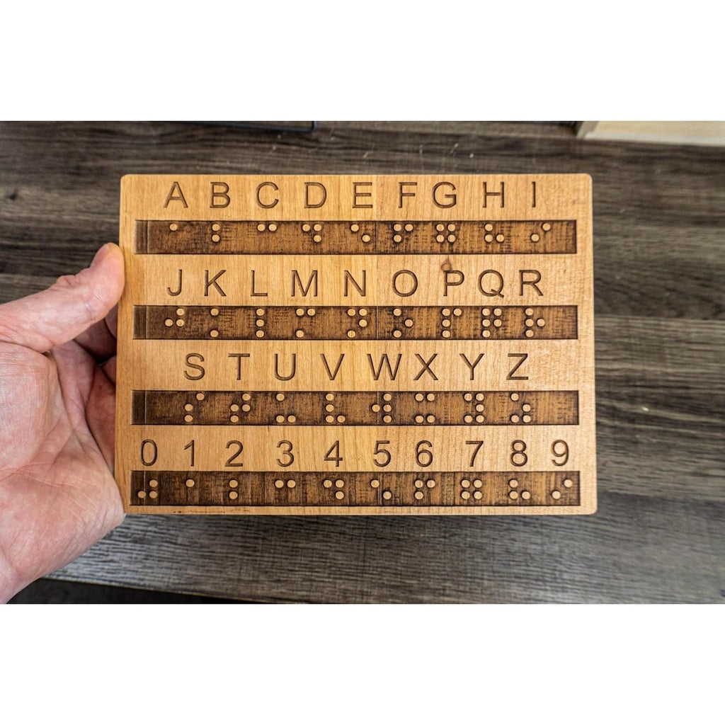 Buy now Creative Escape Rooms Made in USA - Raised Dots Braille Alphabet and Number Wood Board - Learn Braille - Tactile Montessori - Teaching Aid at indiglob india