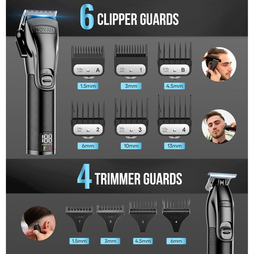 Novah Professional Barber Clippers and Trimmer Set - Foil Shaver Professional Hair Clippers for Men, Mens Cordless Hair Clipper for Barbers Haircut Kit, Fade