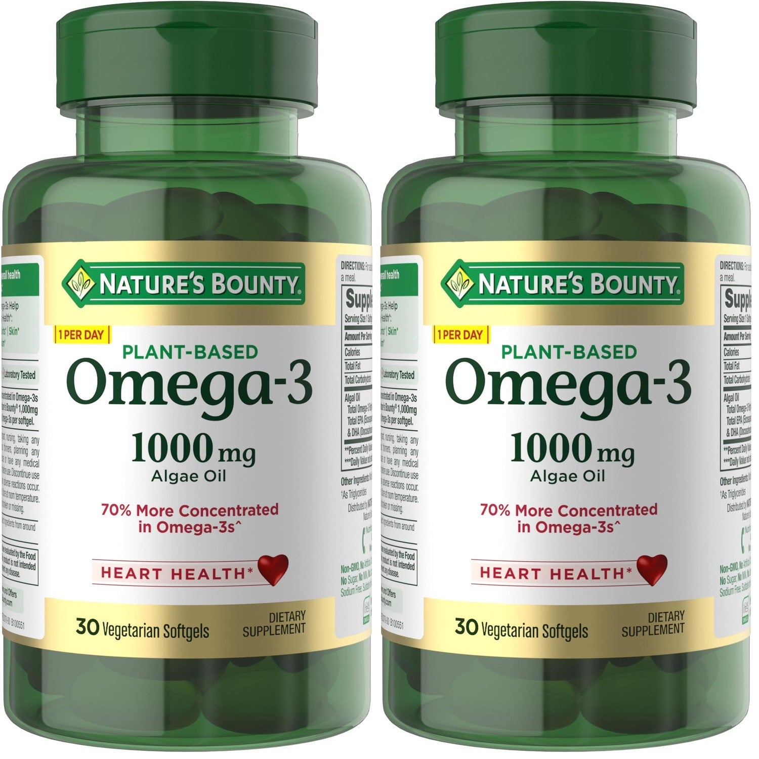Nature's Bounty Omega 3, Plant-Based Omega 3 Fatty Acid Supplement, 30 Ct