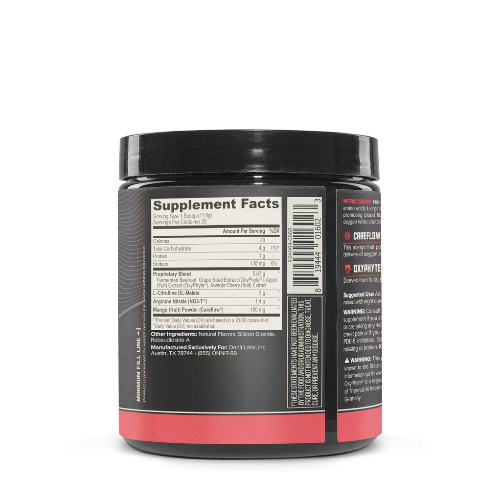 ONNIT Total Nitric Oxide Pre-Workout Powder, Harvest Fruit Punch, 20 SRV