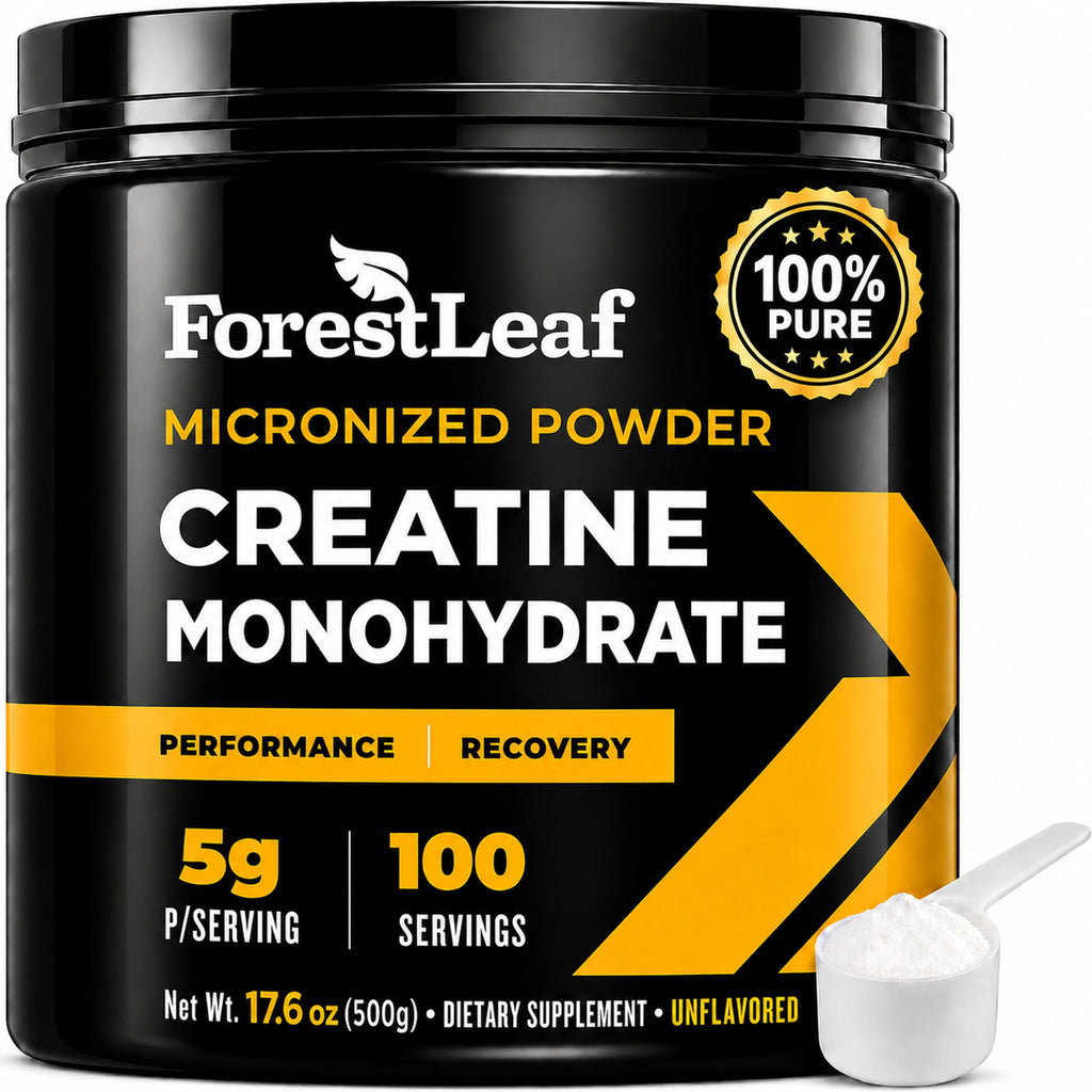 ForestLeaf Micronized Creatine Monohydrate Powder - Maximize Muscle Growth & Strength - Unflavored Creatine for Women and Men - 5G Per Serving - 100 Servings