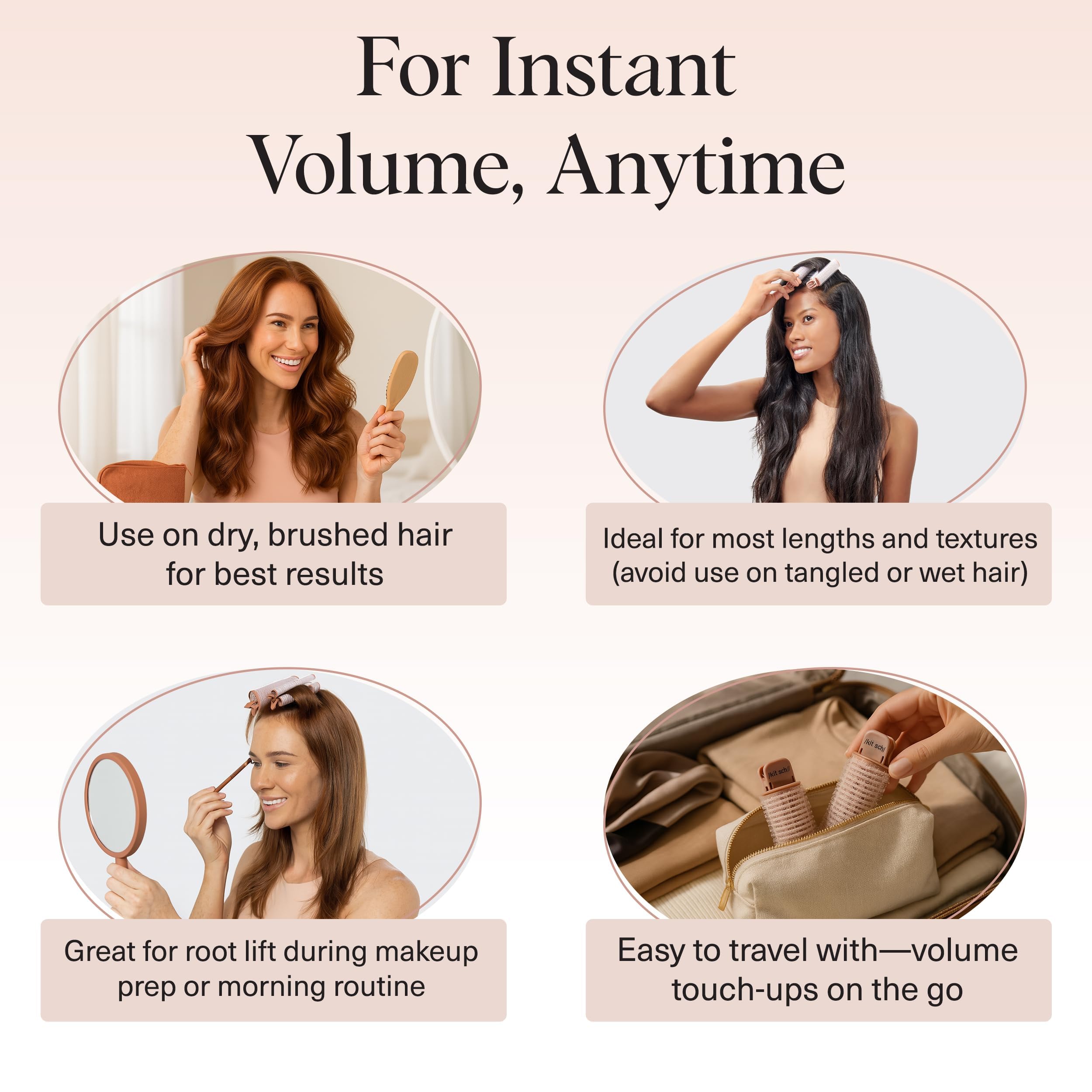 Buy now Kitsch Volumizing Hair Clips for Women - Hair Rollers for Volume & Curls - Volumizing Hair Products, Hair Roller Clips for Effortless Curls That Last - 2pc, Terracotta at indiglob india