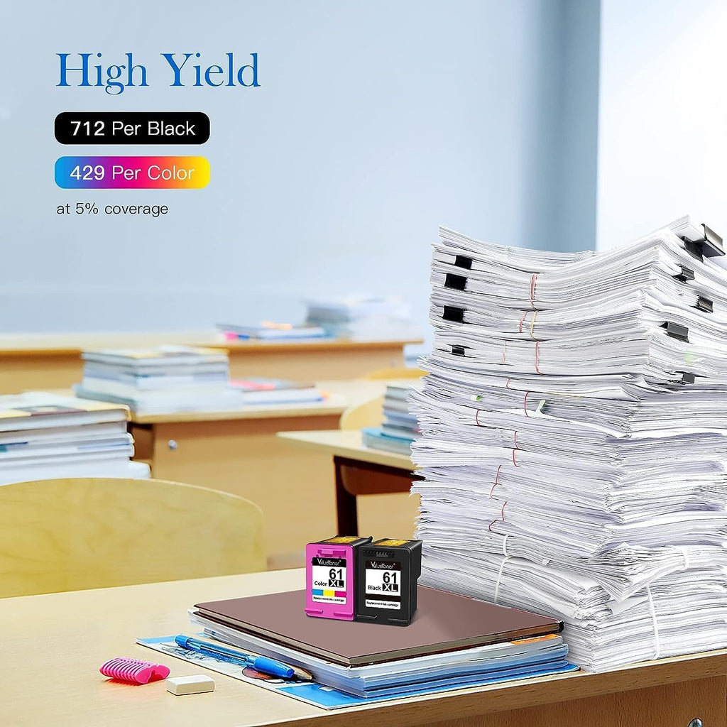 61XL Ink Cartridges Replacement for HP 61 Ink Cartridge Combo Pack