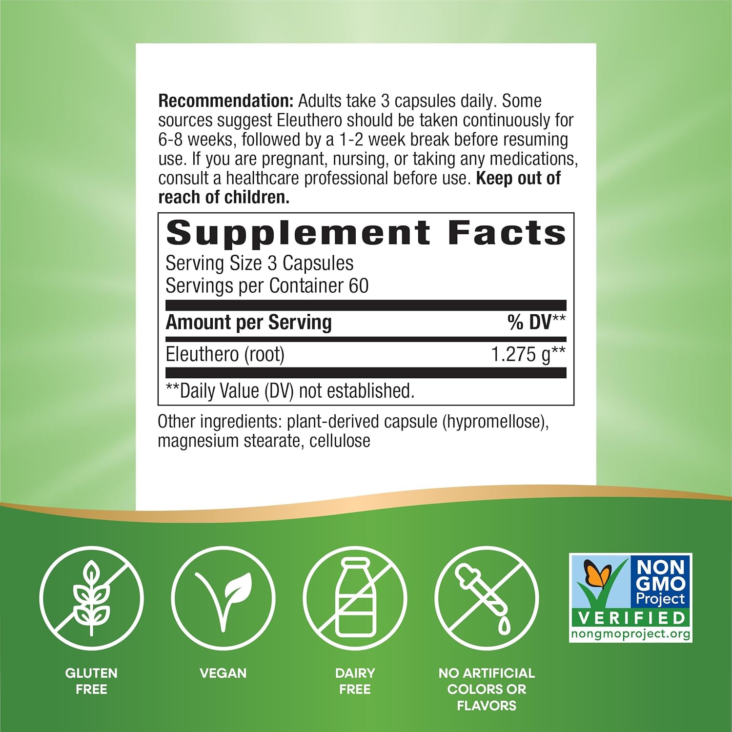 Buy now Nature's Way Premium Herbal Siberian Eleuthero Root Supplement, Supports Endurance & Vitality*, Adaptogen*, 1,275mg per 3-Capsule Serving, Non-GMO Project Verified, 180 Capsules (Packaging May Vary) at indiglob india
