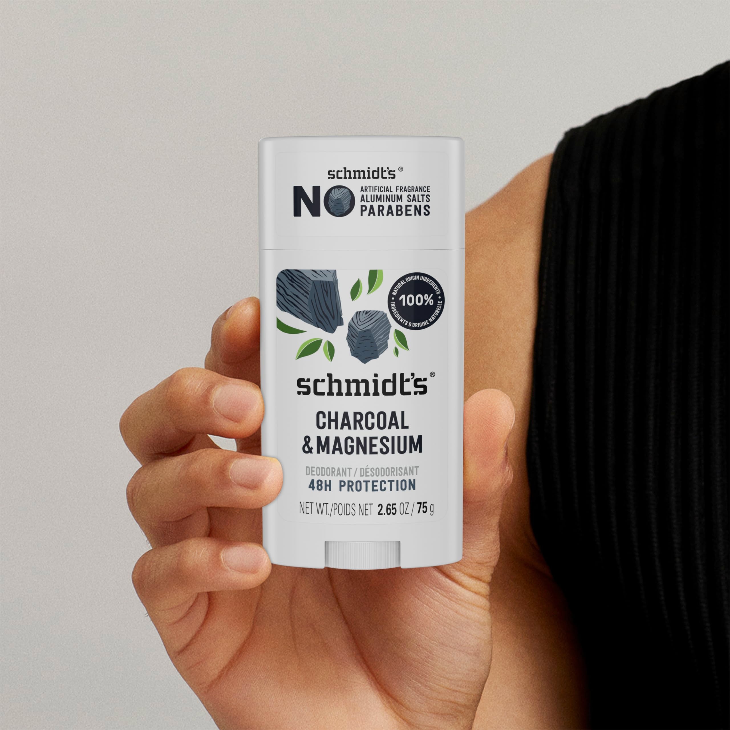 Schmidt's Aluminum-Free Vegan Deodorant Charcoal & Magnesium with 2.65 oz