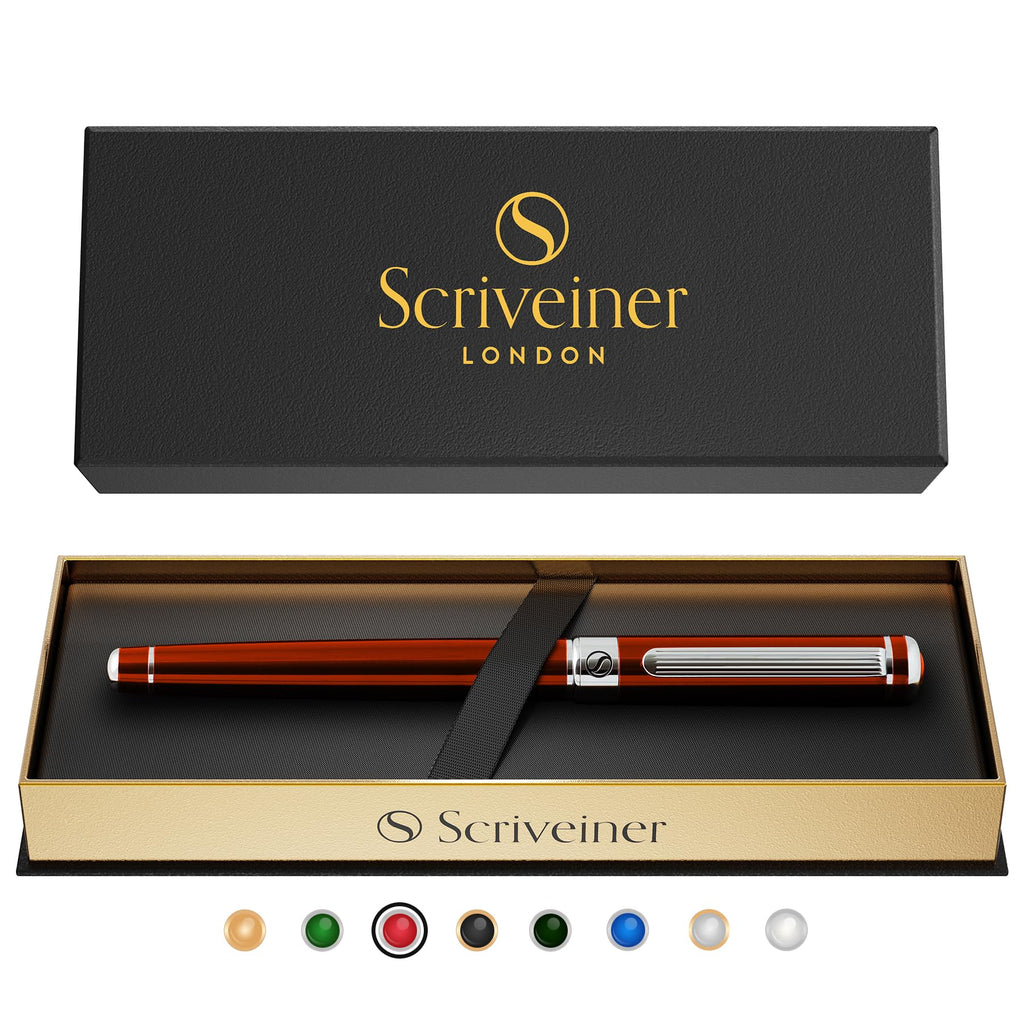 Buy now Scriveiner Black Lacquer Rollerball Pen - Stunning Luxury Pen, Real Gold Plating, Schmidt Ink Refill, Best Roller Ball Gift Set for Men & Women, Professional, Executive Office, Nice Pens at indiglob india