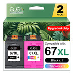 67XL Replacement for HP Ink 67 67XL Ink Cartridges Black/Color Combo Pack