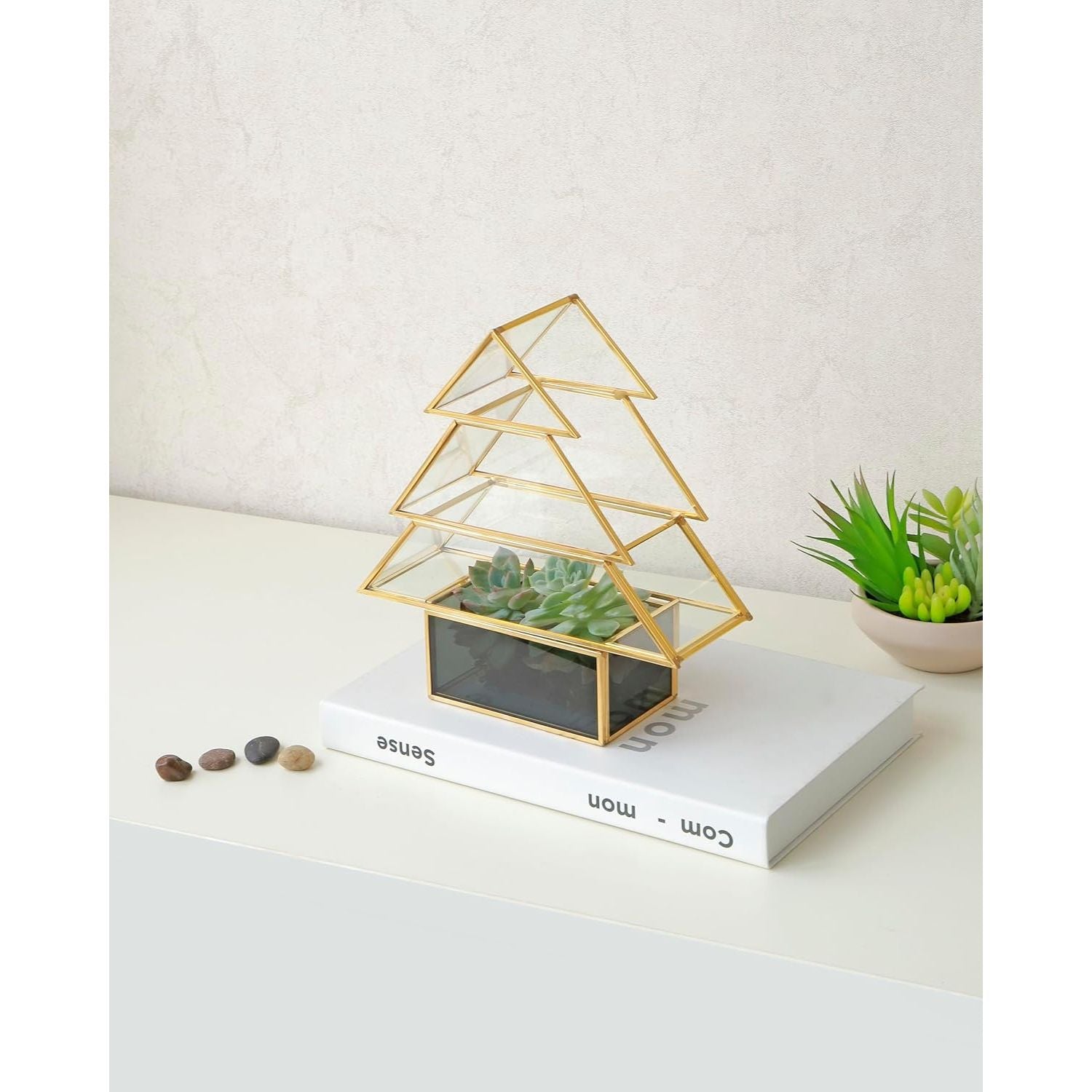 Buy now Christmas Tree Glass Terrarium- 8" Festive Planter for Holiday Home Decor- Add Xmas Cheer w DIY Succulents, Lights & Ornaments- Tabletop Centerpiece or Mantel, Office Decorations- Plant Lovers Gift at indiglob india