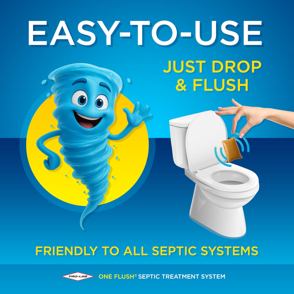 ONE FLUSH Septic Tank Treatment Packets, 1 Year Supply of Dissolvable Pods