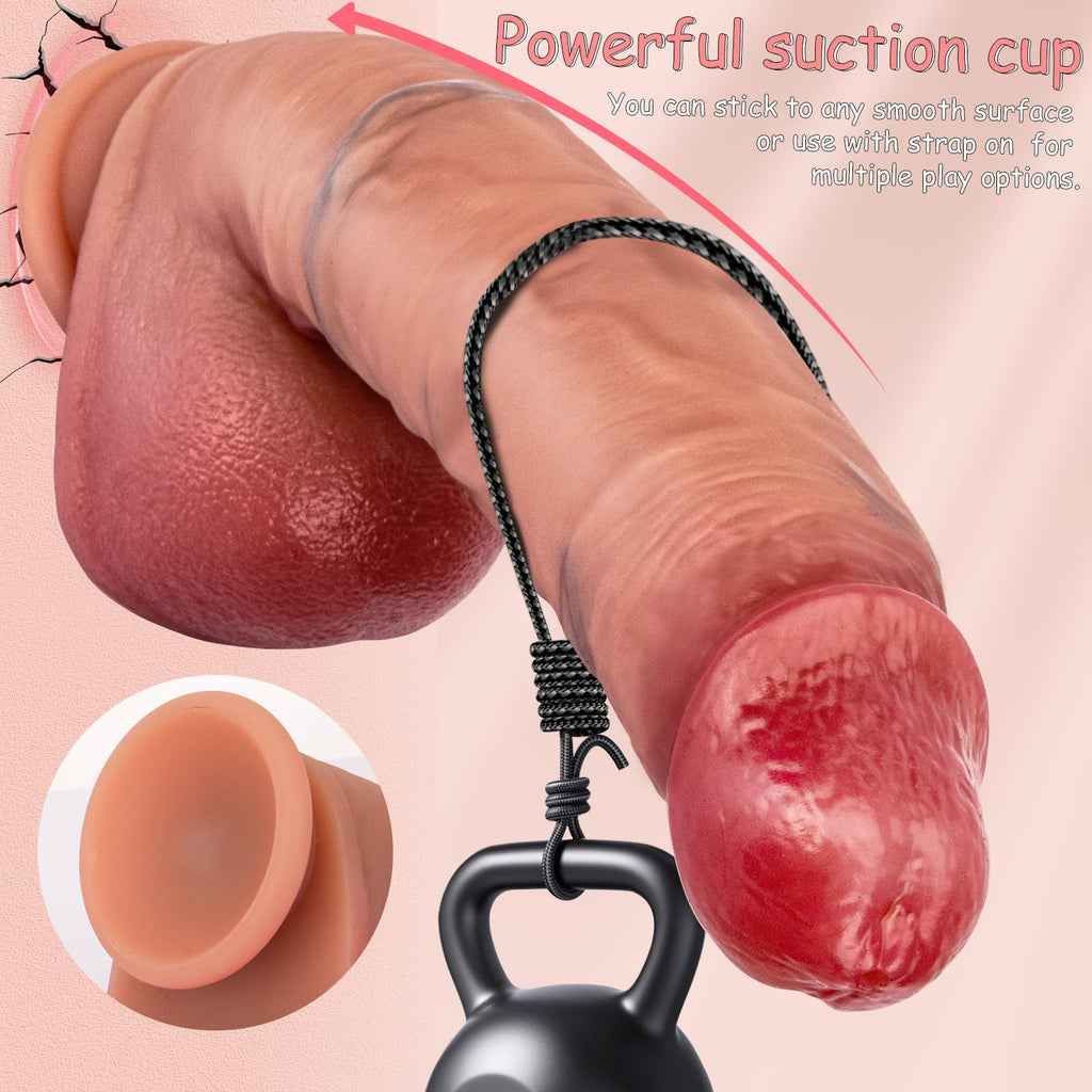6.9" Squirting Realistic Dildo Sex Toy, Movable Foreskin Strap On Dildos with Strong Suction Cup, Silicone Aanl Dildo Ejaculating Toy for Beginners Vagina Anal Stimulation, Adult Sex Toys for Couple