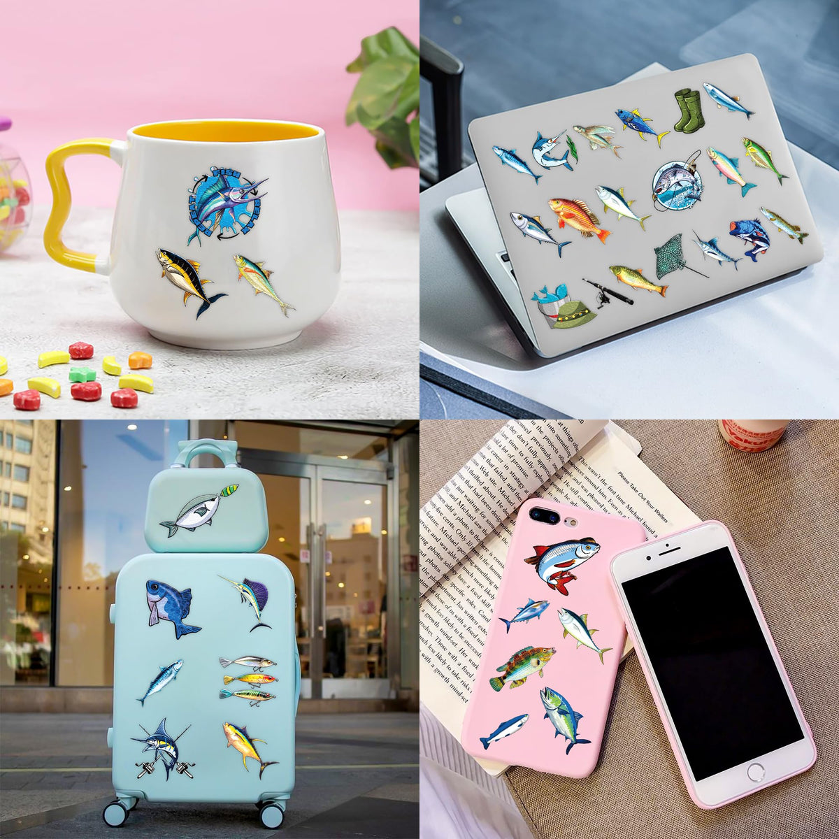 60 PCS Fishing Temporary Tattoos for Kids