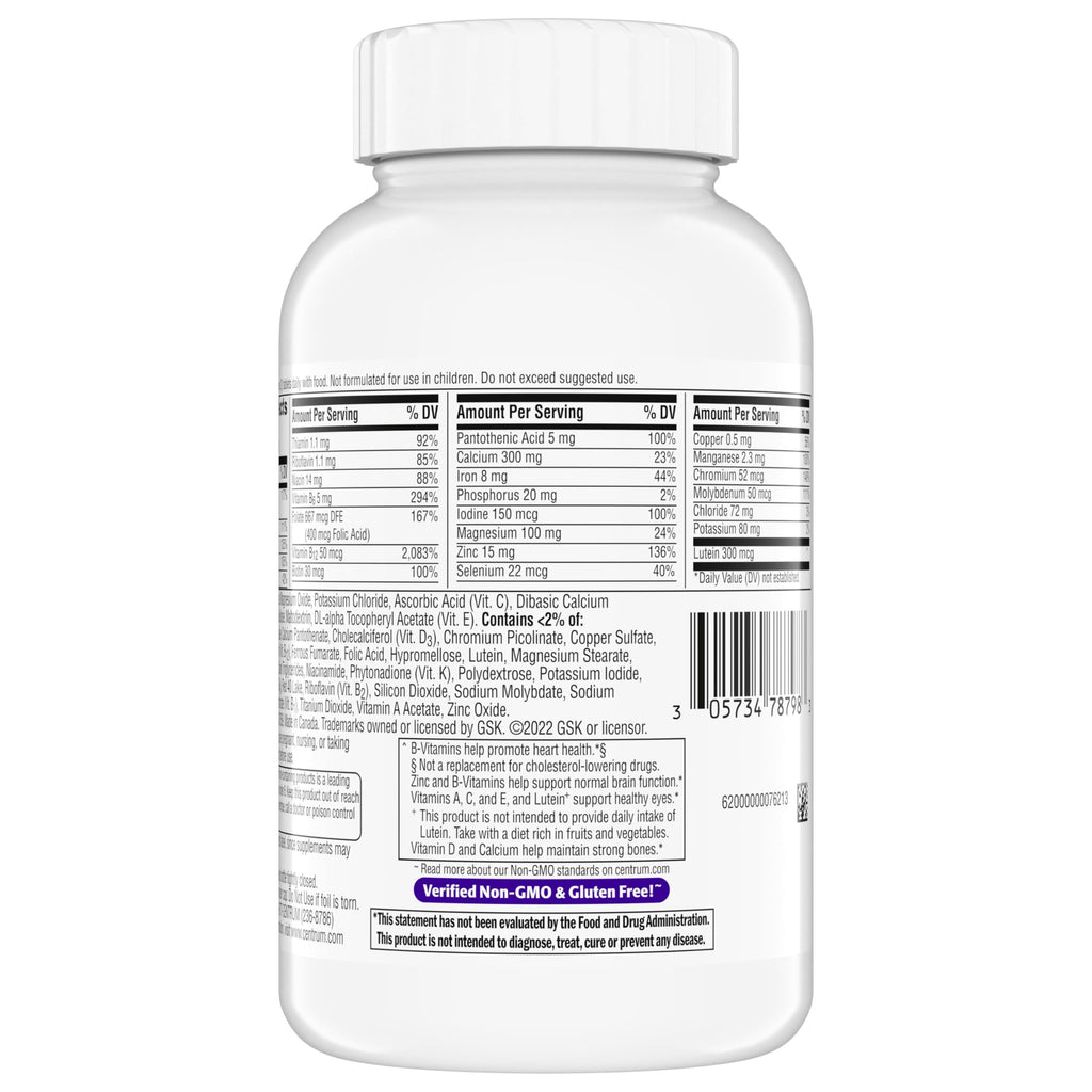 Centrum Minis Silver Women's Multivitamin, Women 50 and Over, 280 Tablets | Contains Vitamin D3, B Vitamins, Calcium, and Antioxidants, Non-GMO Ingredients, Supports Memory and Cognition, GLP-1 Support