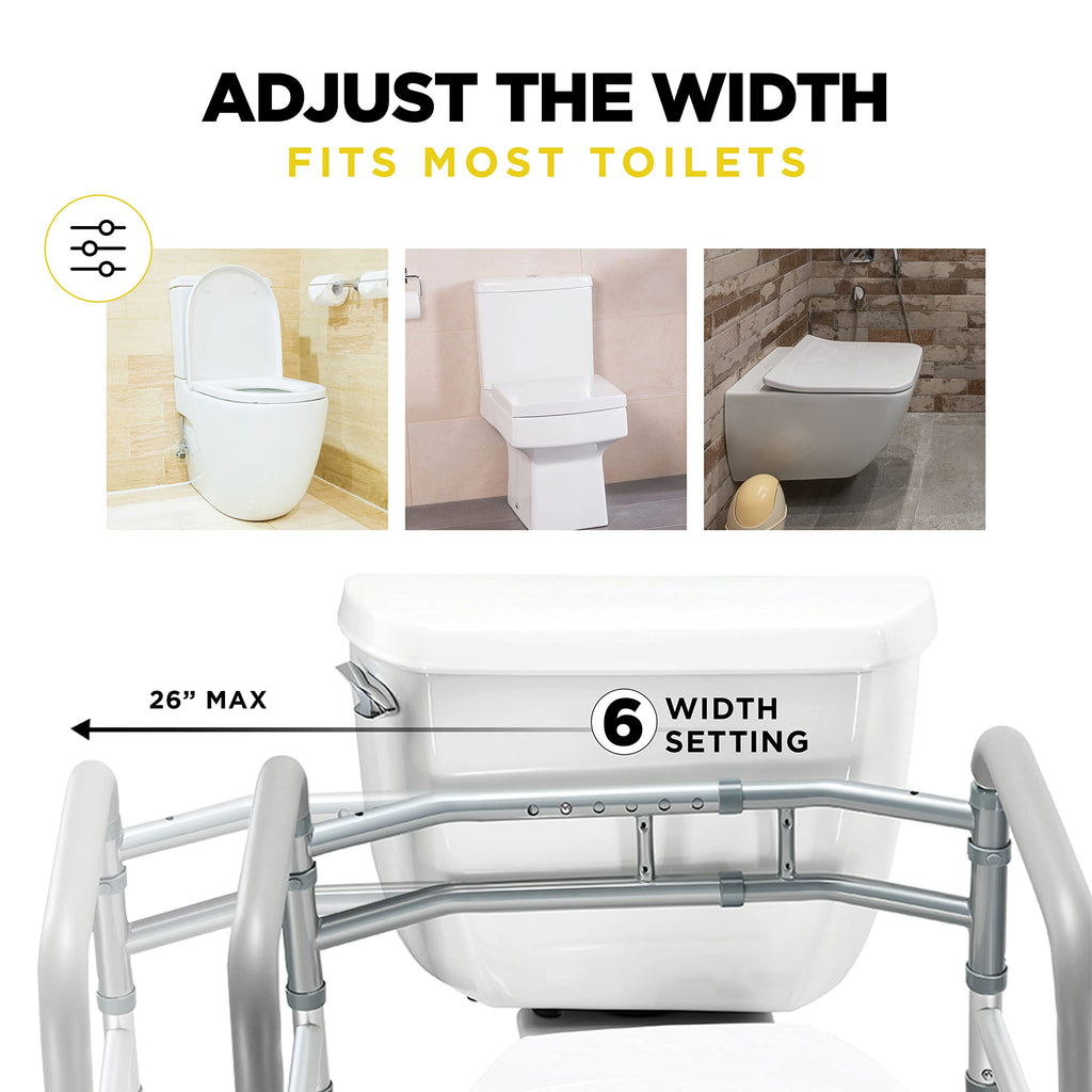 Toilet Safety Rails for Seniors Adjustable Detachable Fits Most Toilets