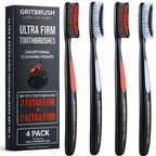 GRITBRUSH Firm Toothbrushes for Adults Hard & Extra Hard Bristles, Dual Stiffness Manual Toothbrush Set, Deep Cleaning, 4 Pack
