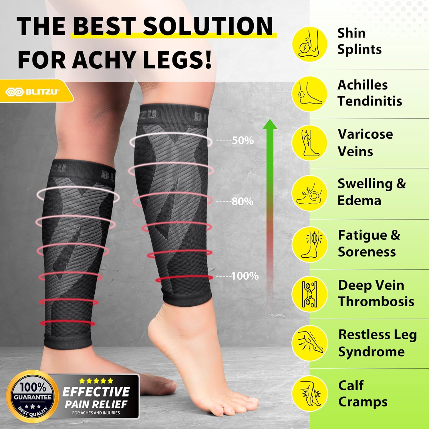 Buy now BLITZU Calf Compression Sleeve for Men & Women Footless Compression Socks Support Runners Leg Sleeve Shin Splints Pain Relief at indiglob india