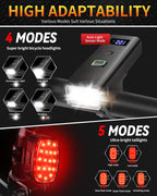 DARKBEAM Bike Lights for Night Riding USB-C Bicycle Lights Set 4+5 Modes