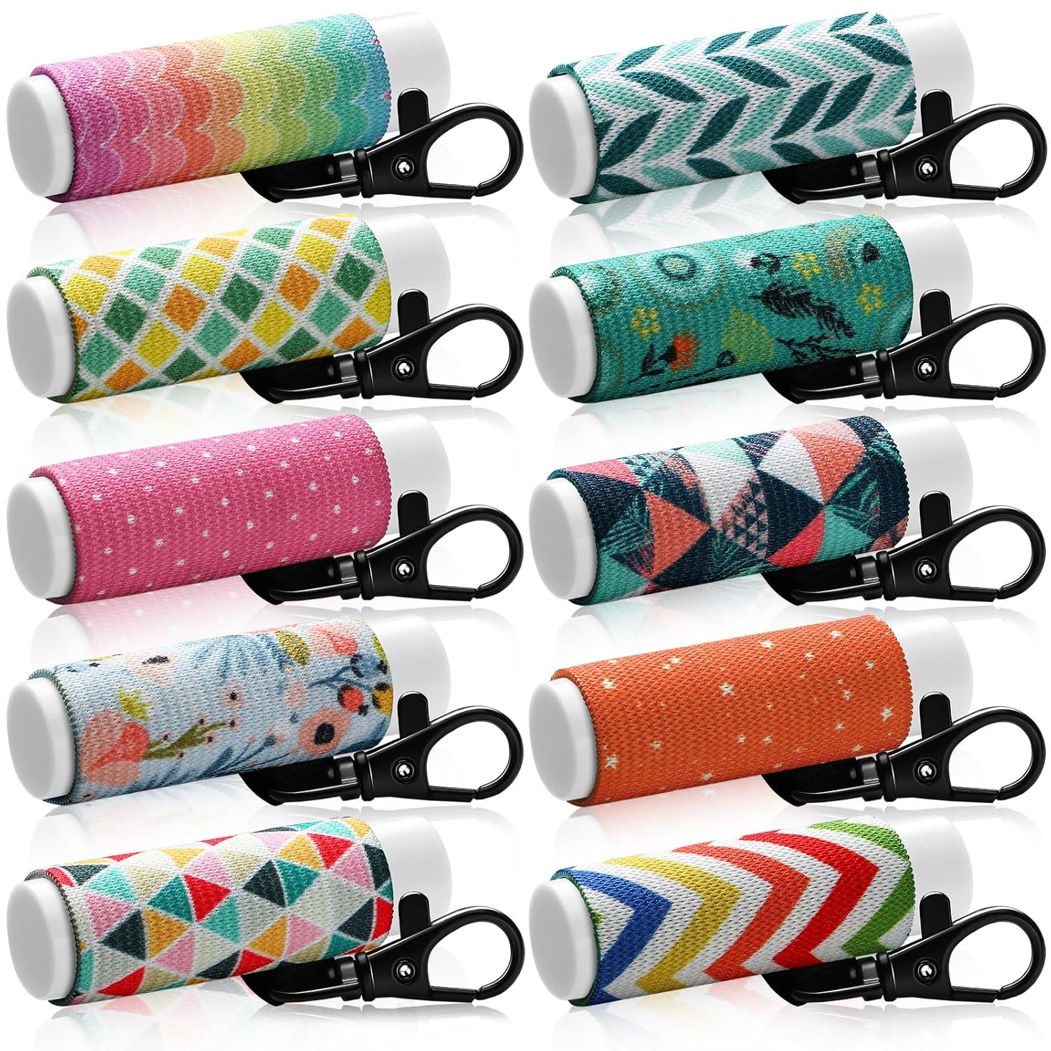 Buy now Sureio 10 Pack Lip Balm Holder Keychain Compact Clip On lipstick Lip Gloss Holder Keychain Elastic lipstick Sleeve Clip (Floral Style) Floral Style at indiglob india