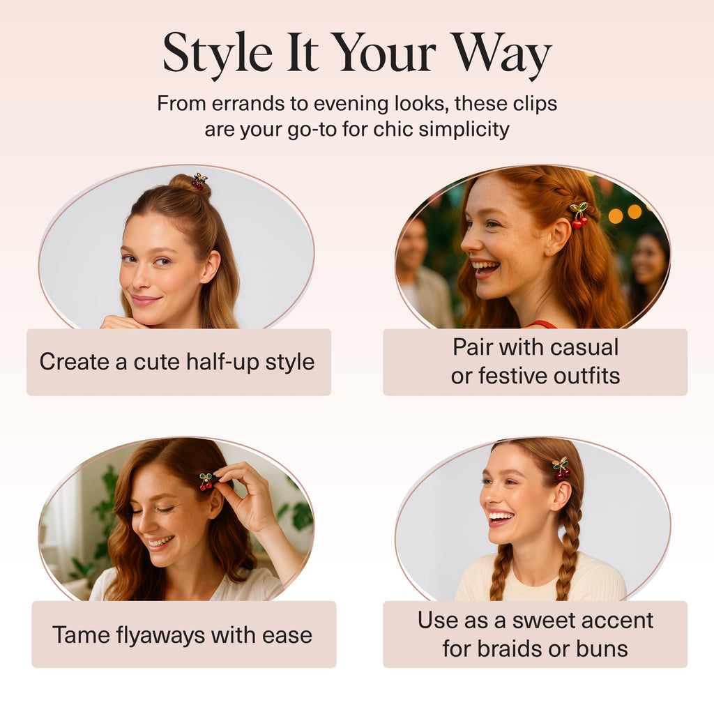Buy now Kitsch Cherry Small Hair Clips for Women â€“ Rhinestones Small Claw Clips | Electroplated Metal Springs and Anti-Rust Finish | Strong Hold for Updo and Cute Half Up Styles | Ideal Gifts for Women - 2pcs at indiglob india