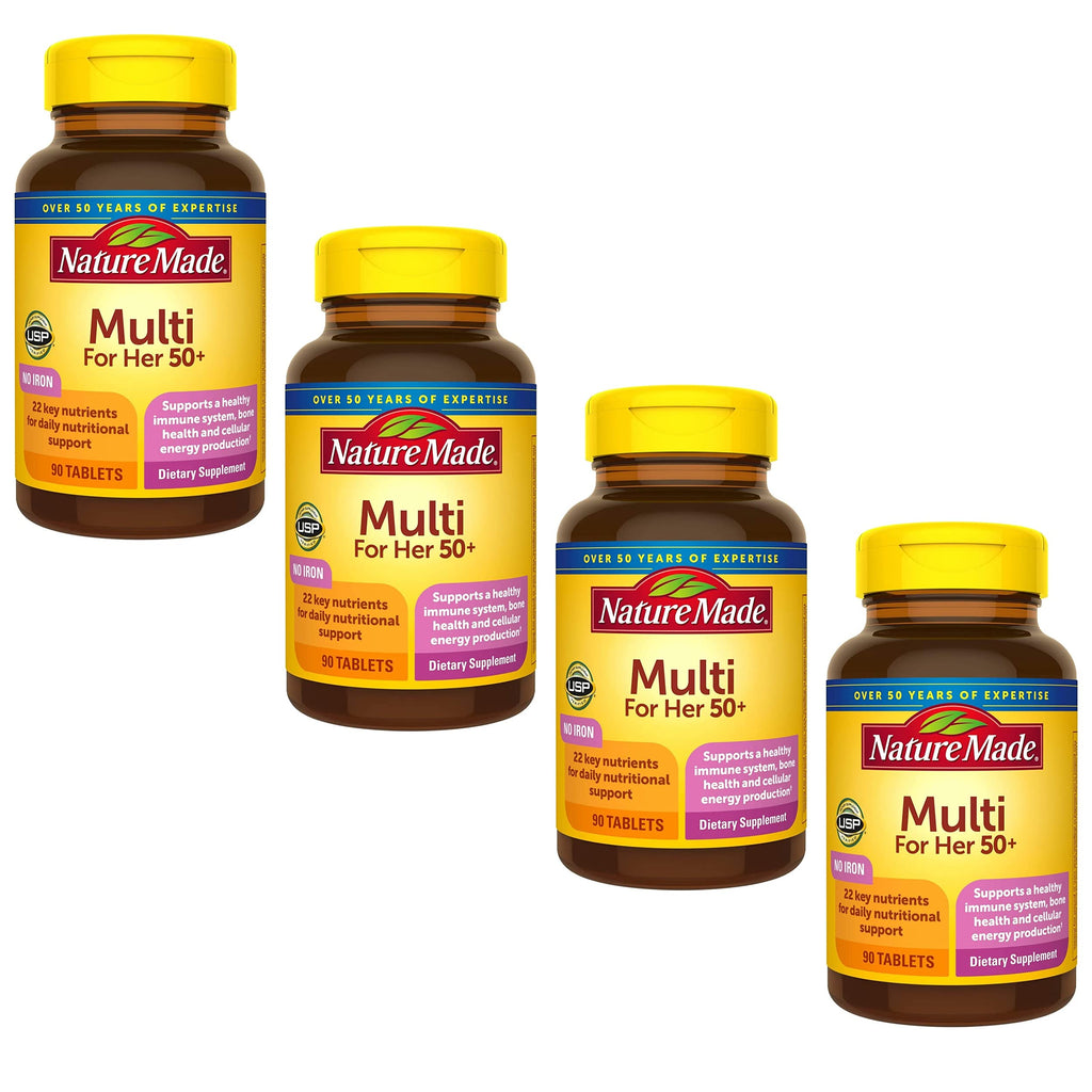Nature Made Multivitamin for Women 50+ No Iron, 90 Tablets | Multivitamins for Women 50 Plus for Daily Nutritional Support, Nature Made Multi Vitamins, 90 Day Supply