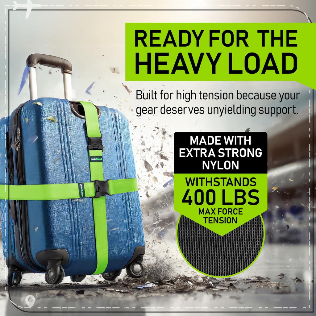 Buy now Untethered Luggage Straps | TSA-Approved Suitcase Belts with Heavy-Duty Buckles. Secure Adjustable Travel Accessories for Checked Bags. 4-Pack at indiglob india