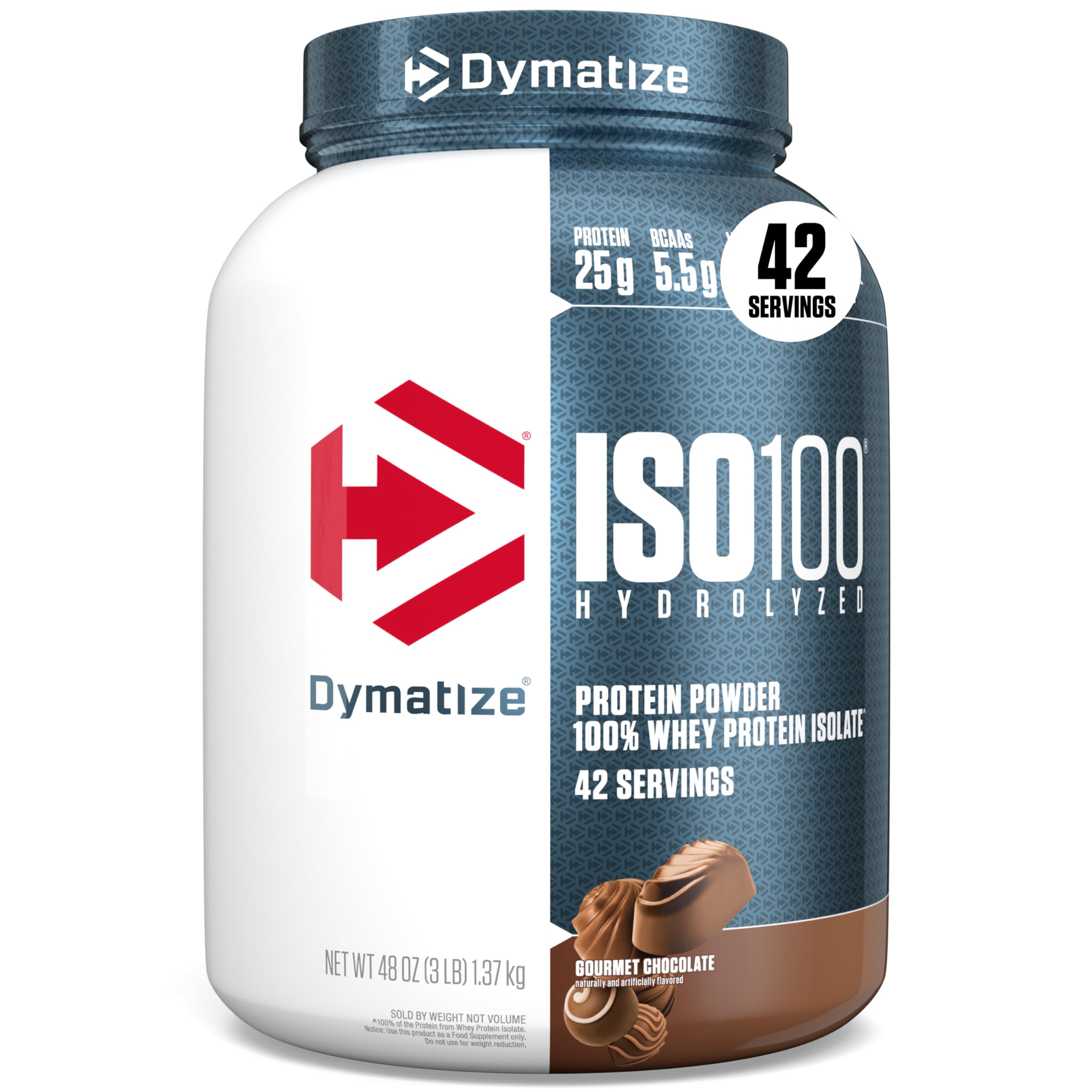 Buy now Dymatize ISO100 Whey Protein Powder Isolate, Gourmet Chocolate, 25g of Protein, 5 Pound, 5.5g BCAAs, Less Than 120 Cal., Gluten Free, 1g Fat, 1g Sugar, 2g Carb (71 Servings) at indiglob india
