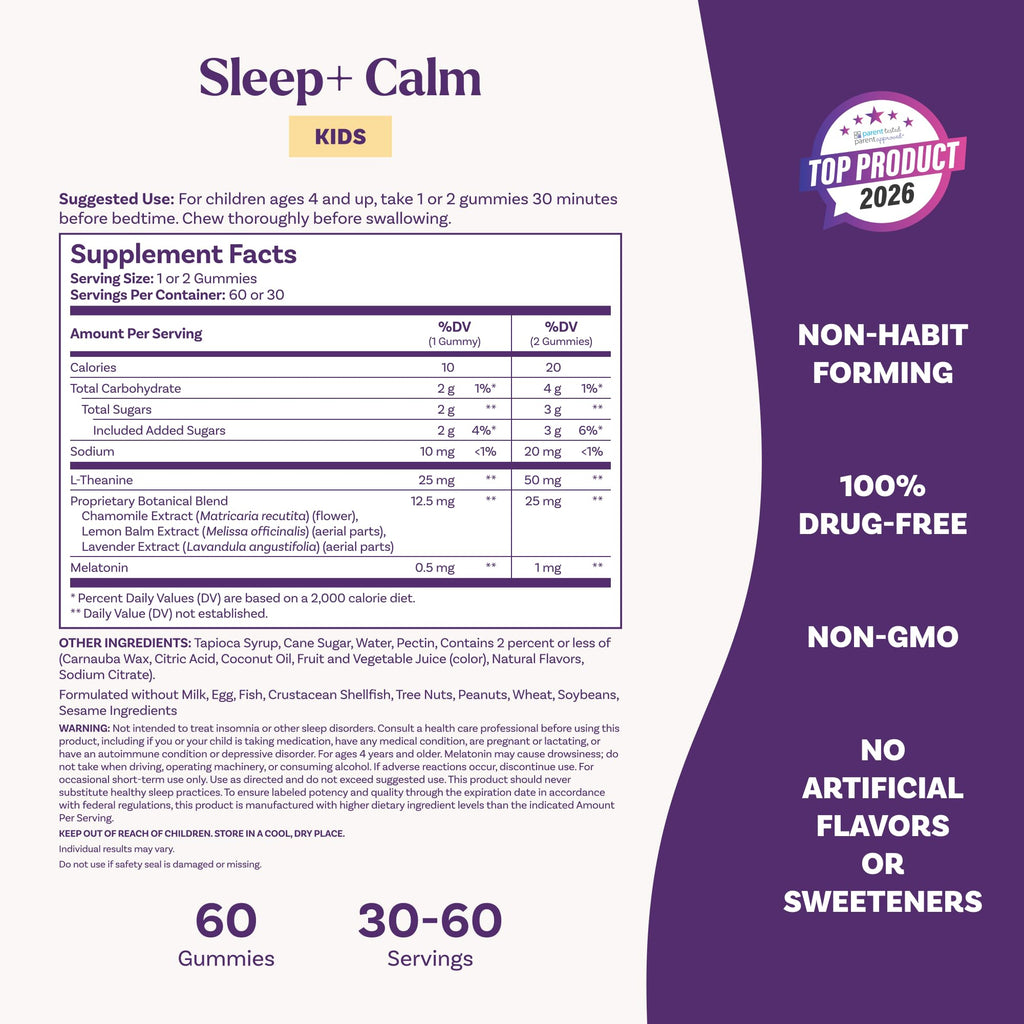 Natrol Kids Melatonin 1 mg Sleep Gummies, Sleep+ Calm, Strawberry, 60 Count