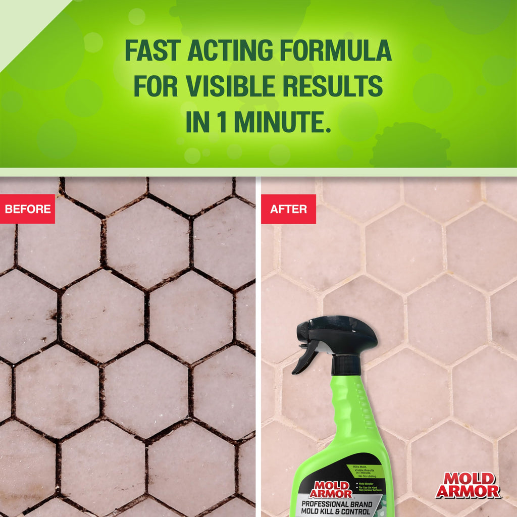 MOLD ARMOR Professional Brand Mold Kill & Control Spray, 32 oz., Hard Surface Mold and Mildew Remover, Visible Results in Minutes, Eliminates Bacteria and Viruses