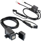Buy now MOTOPOWER MP0609EA 3.1Amp Waterproof Motorcycle Dual USB Kit SAE to USB Adapter Cable with SAE Ring Terminal Cable Harness at indiglob india