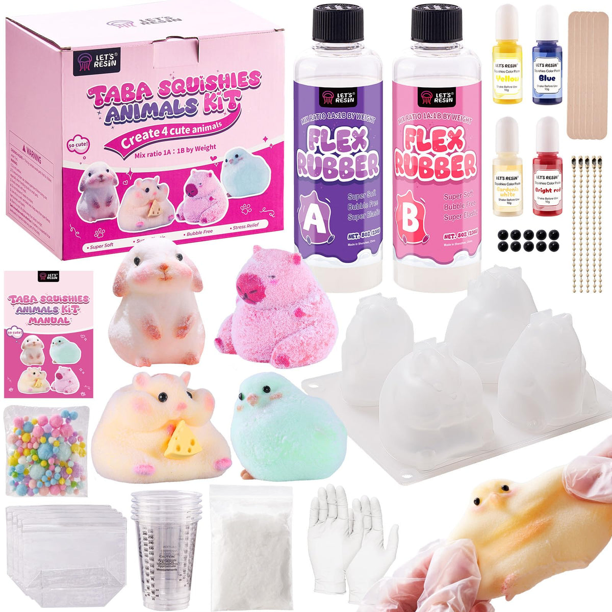 LET'S RESIN Flex Rubber for Taba Squishy Kit, All-in-one Beginner Kit