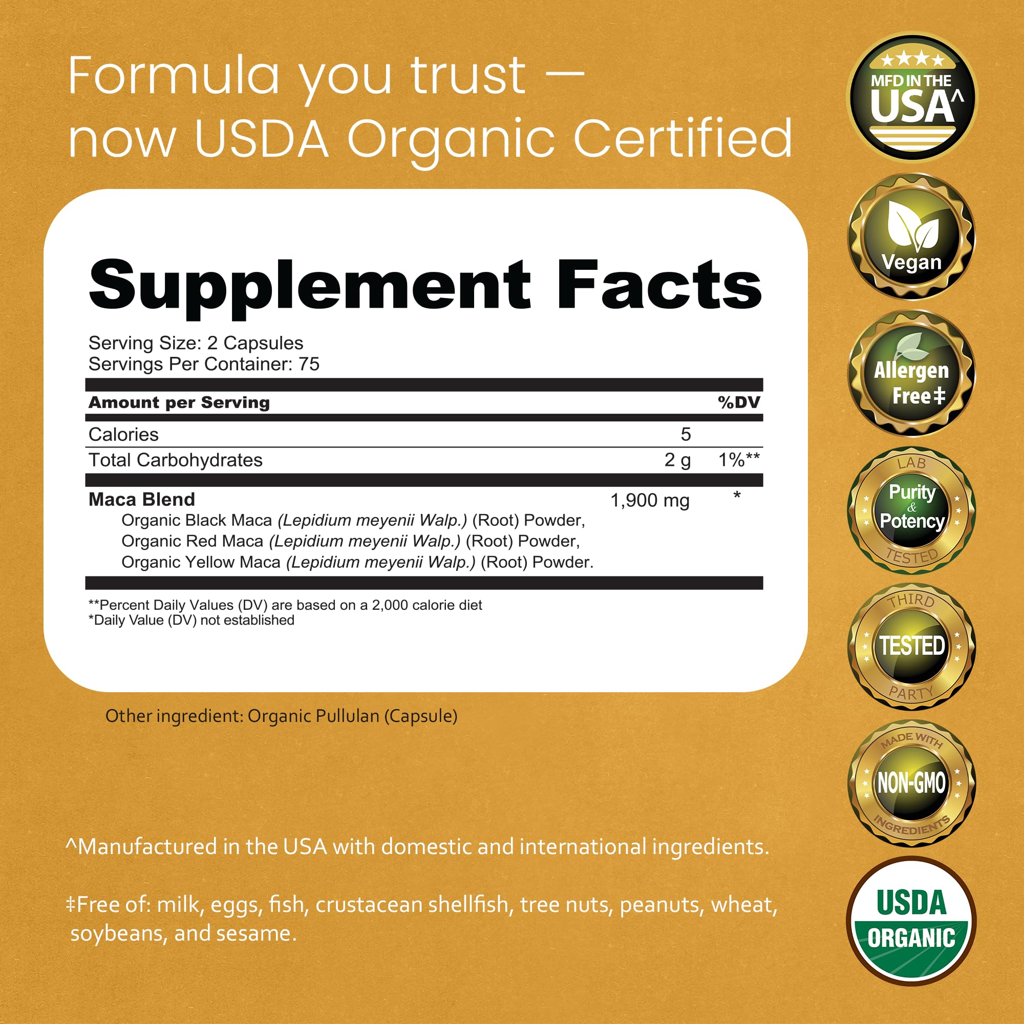 NaturaLife Labs Organic Maca Root – Black, Red & Yellow – 1900 mg per Serving – 150 Capsules – Gelatinized Peruvian Maca – Non-GMO, Gluten-Free, Vegan (2 Pack)