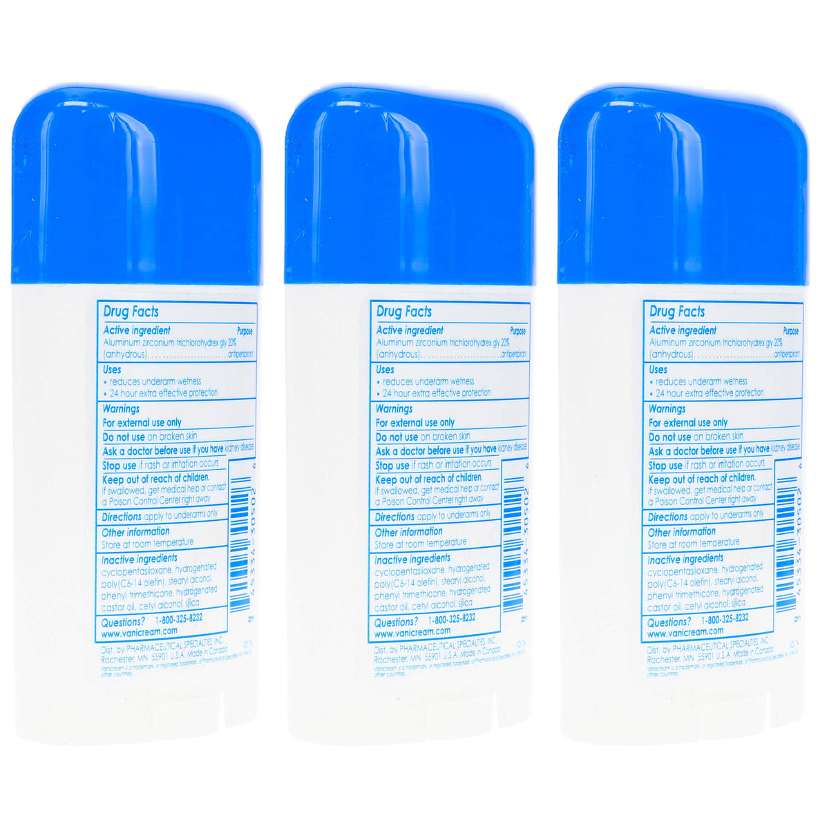 Vanicream Anti-Perspirant - Deodorant Clinical Strength For Sensitive Skin, 2.25 Oz Pack of 3