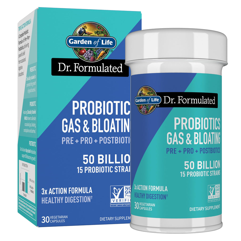 Garden of Life Dr Formulated Once Daily 3-in-1 Complete Prebiotics, Postbiotics & Probiotics for Women and Men - PRE + PRO + POSTBIOTIC Supplement for Gas & Bloating - 50 Billion CFU, 30 Day Supply
