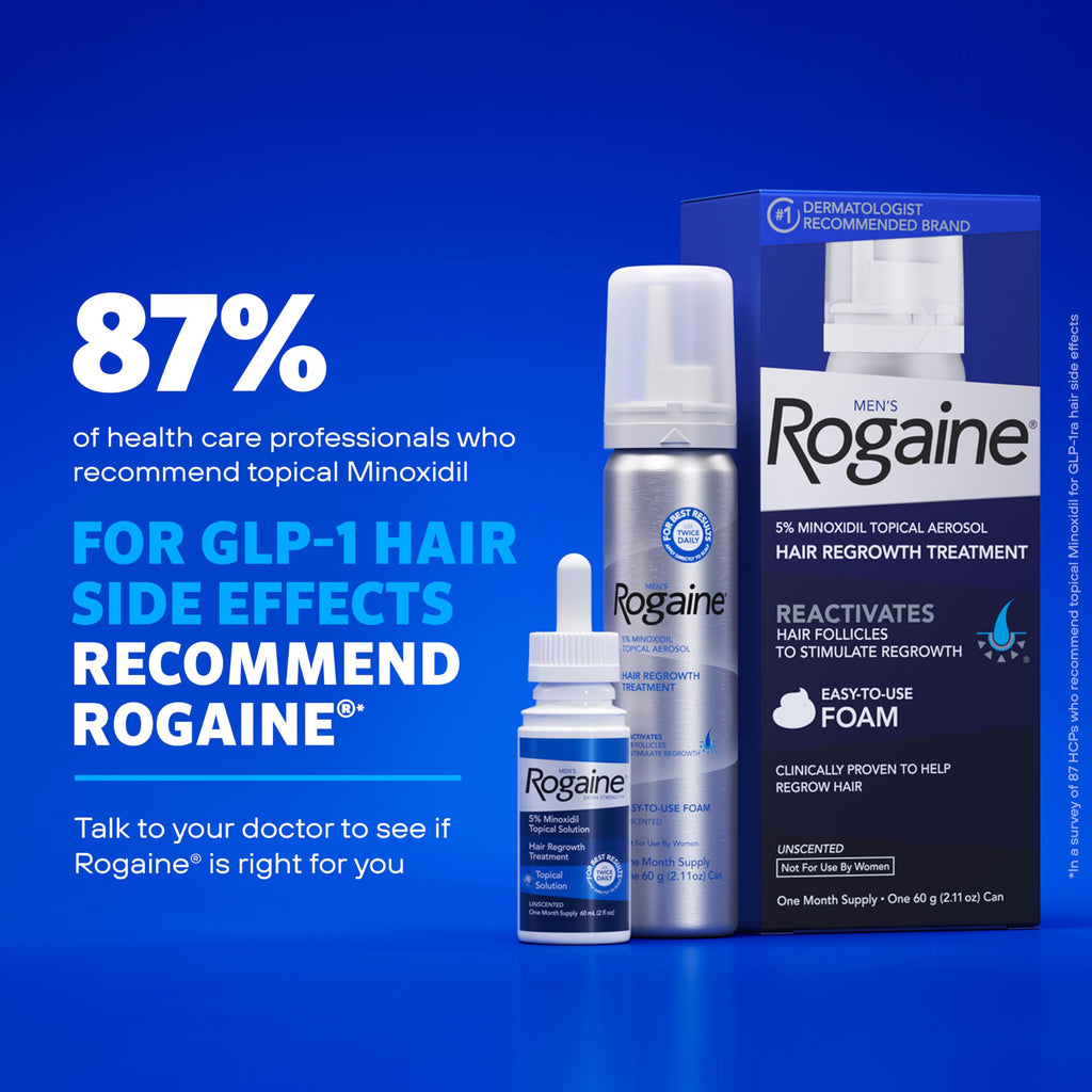 Men's Rogaine 5% Minoxidil Foam, 1-Month Supply, 2.11 oz | Fuller, Thicker Hair Regrowth, Topical Hair Loss Treatment, Unscented Topical Aerosol
