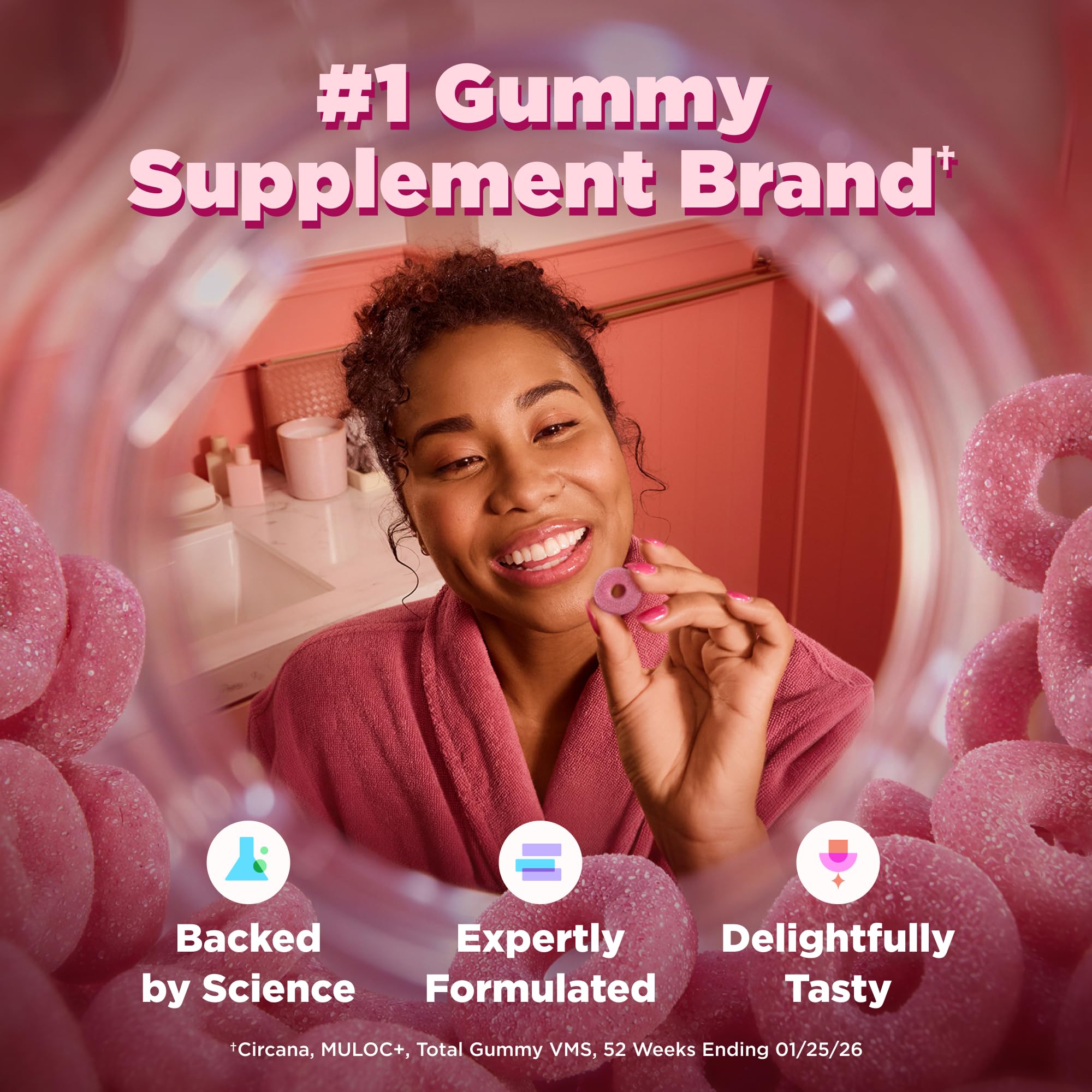 OLLY Period Hero Gummies, PMS Support Supplement,* Cran-Raspberry- 60 Count