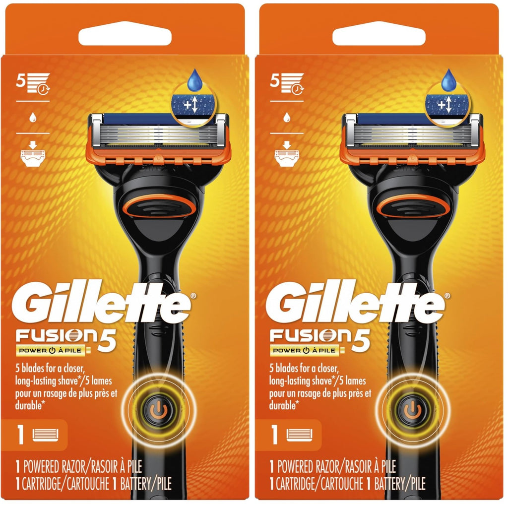 Gillette Fusion5 Power Razor for Men, 1 Gillette Power Razor Handle + 1 Blade Refill