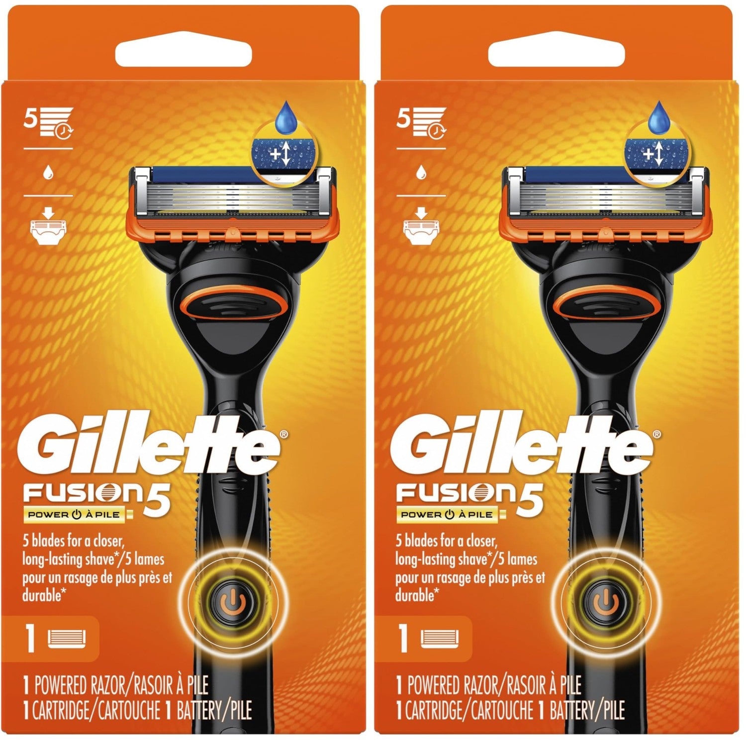 Gillette Fusion5 Power Razor for Men, 1 Gillette Power Razor Handle + 1 Blade Refill