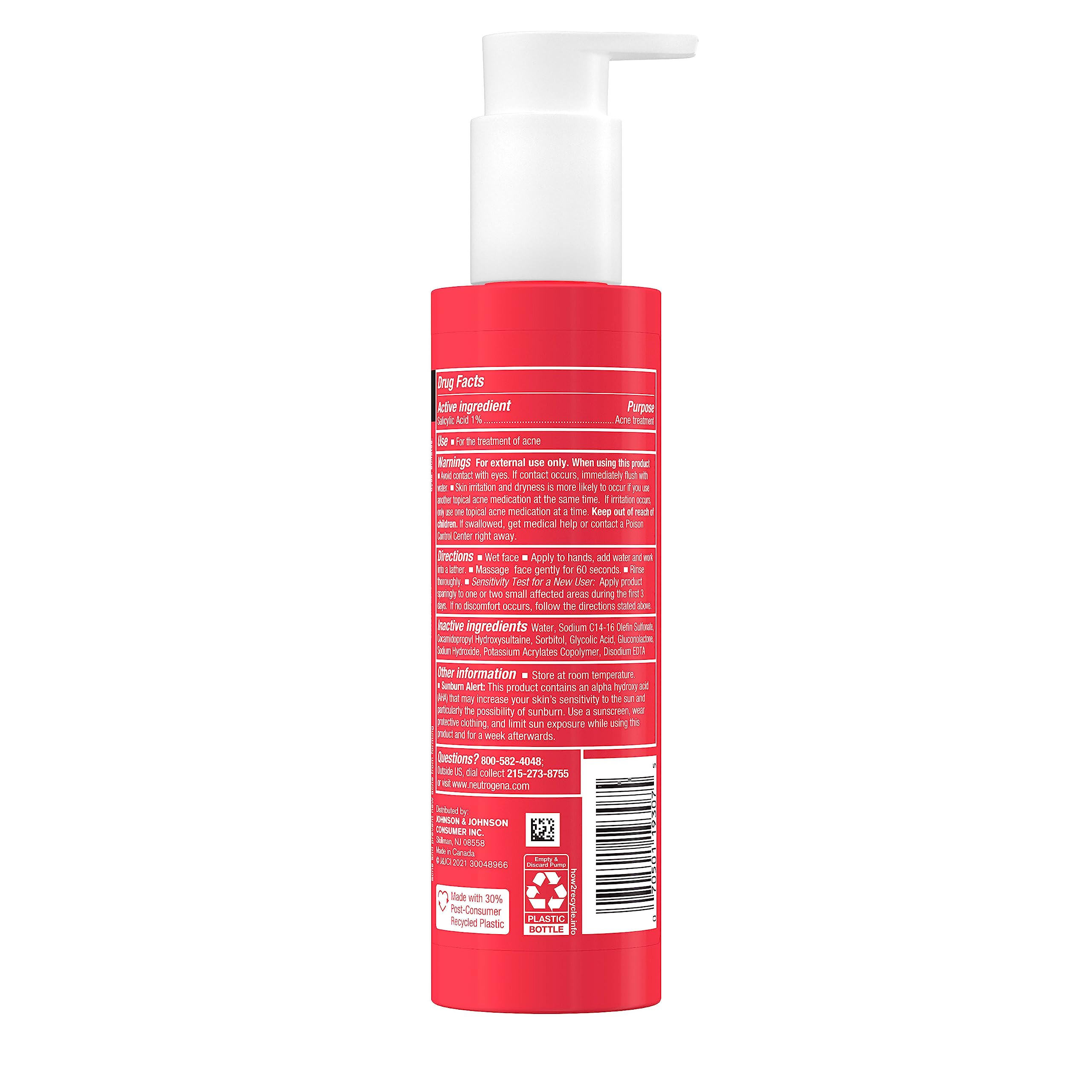 Buy now Neutrogena Stubborn Texture Daily Acne Facial Cleanser, Salicylic Acid Face Wash + Glycolic & Polyhydroxy Acids, Fragrance-Free, 6.3 fl. oz at indiglob india