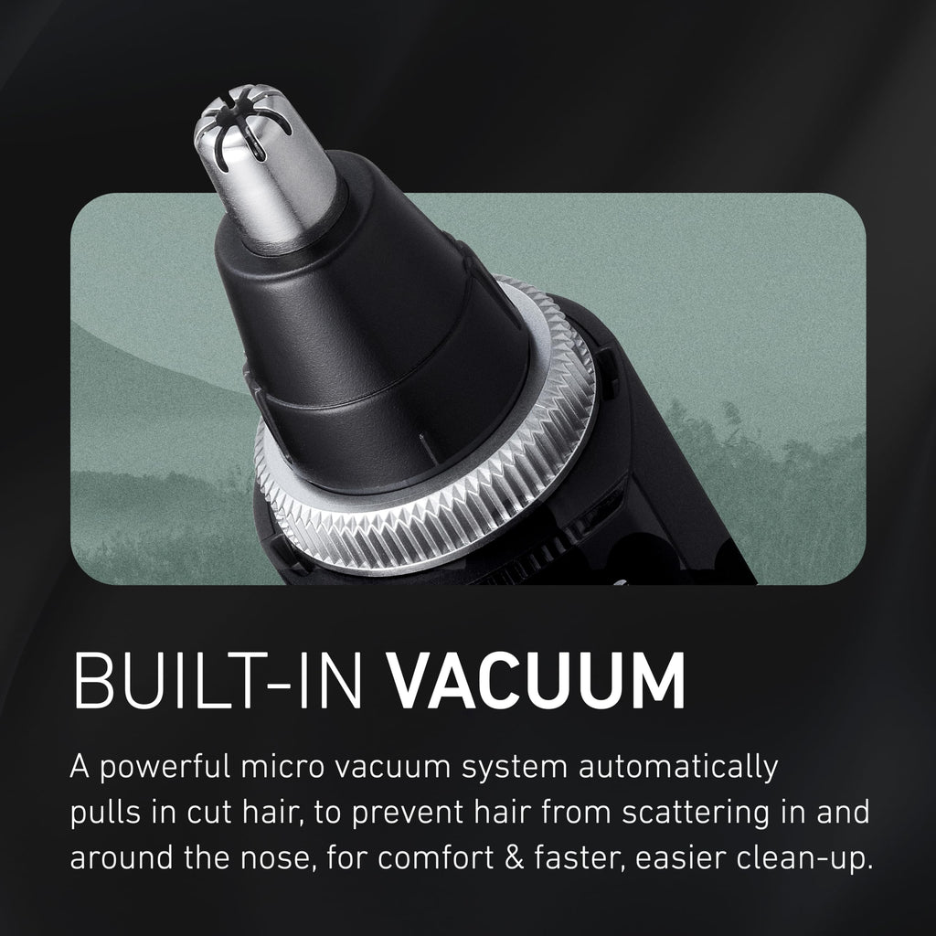 Panasonic Ear and Nose Hair Trimmer for Men with Vacuum Cleaning System, Powerful Motor and Dual-Edge Blades for Smoother Cutting, Wet/Dry – ER-GN70-K (Black)